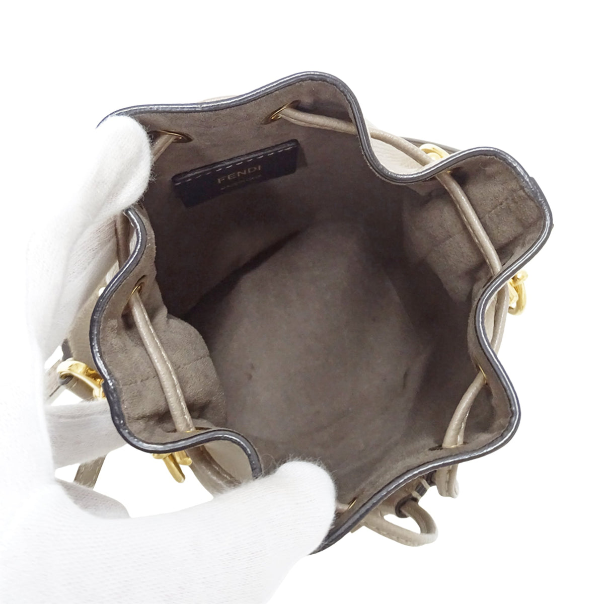 Fendi Grayish Leather Handbag Shoulder Bag (Pre-Owned)