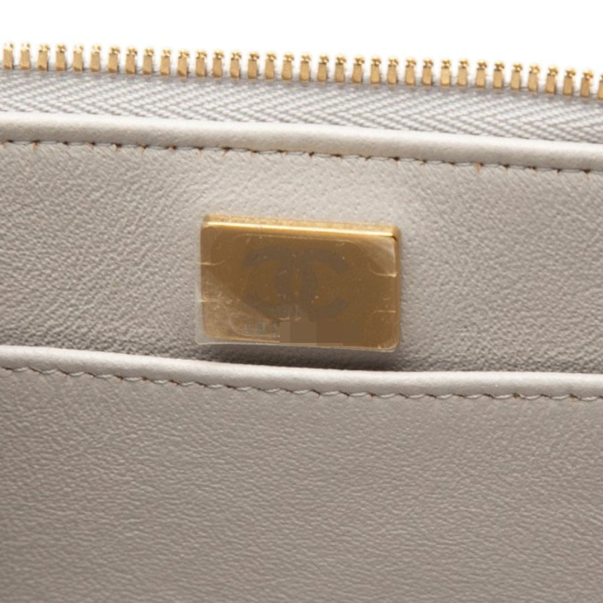 Chanel Gray Grained Calfskin Shoulder Bag Vanity Bag (Pre-Owned)