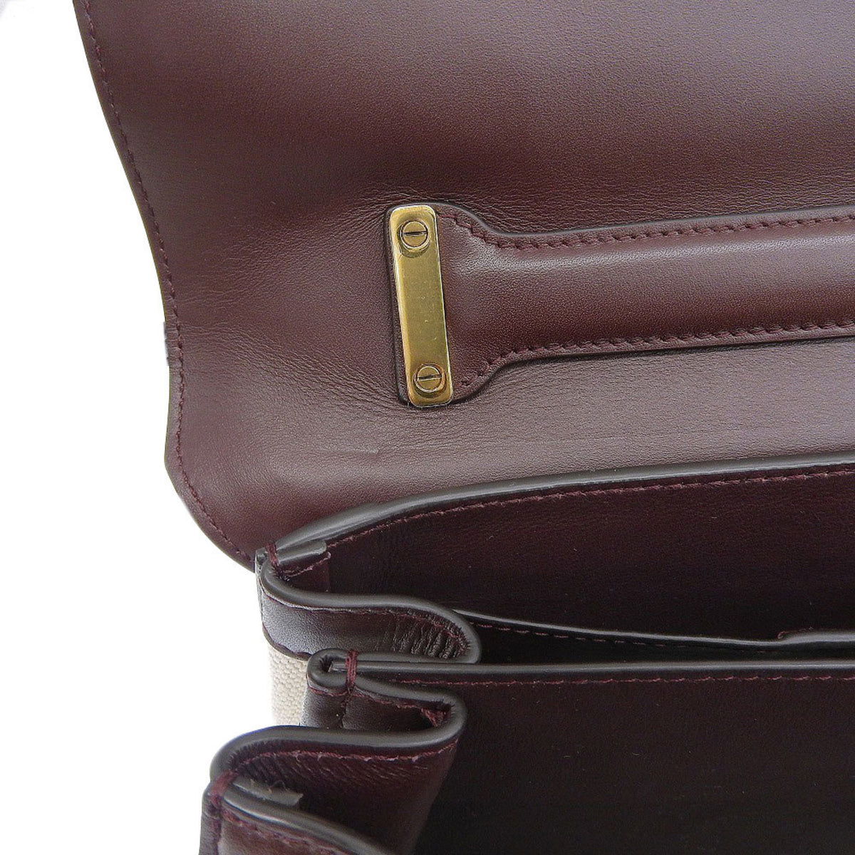 Salvatore Ferragamo Beige Brown Canvas Leather Handbag (Pre-Owned)
