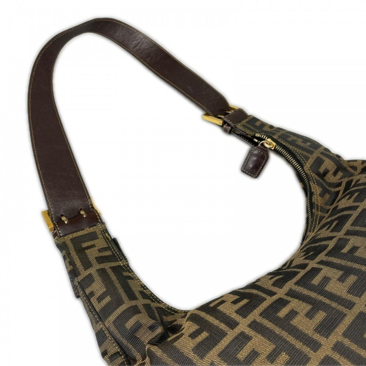 Fendi Zucca Brown Canvas Shoulder Bag (Pre-Owned)