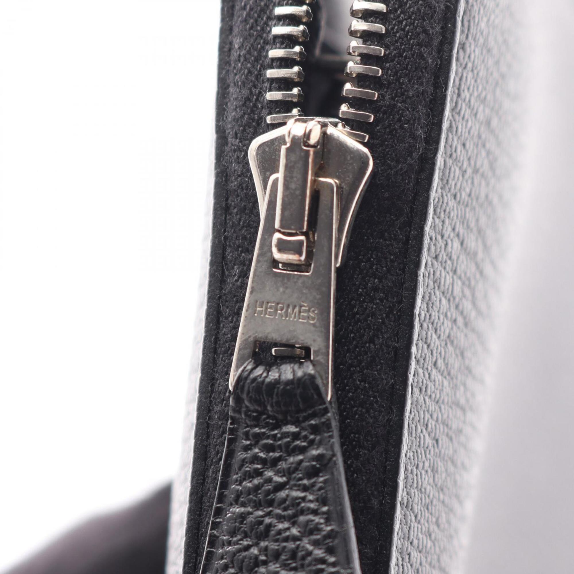 Hermes Black Chevre Leather Long Wallet (Bi-Fold) (Pre-Owned)