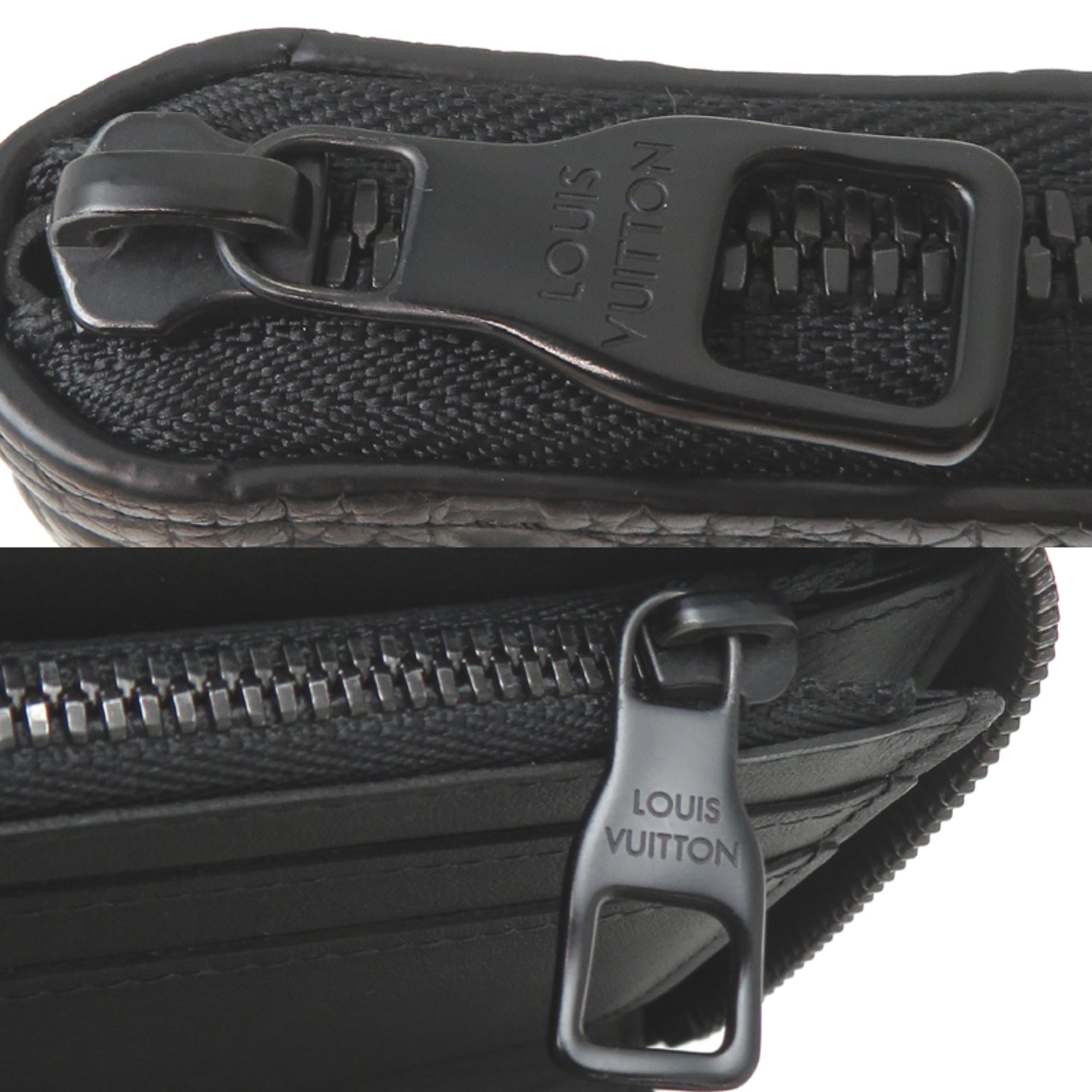 Louis Vuitton Black Leather Long Wallet (Bi-Fold) (Pre-Owned)