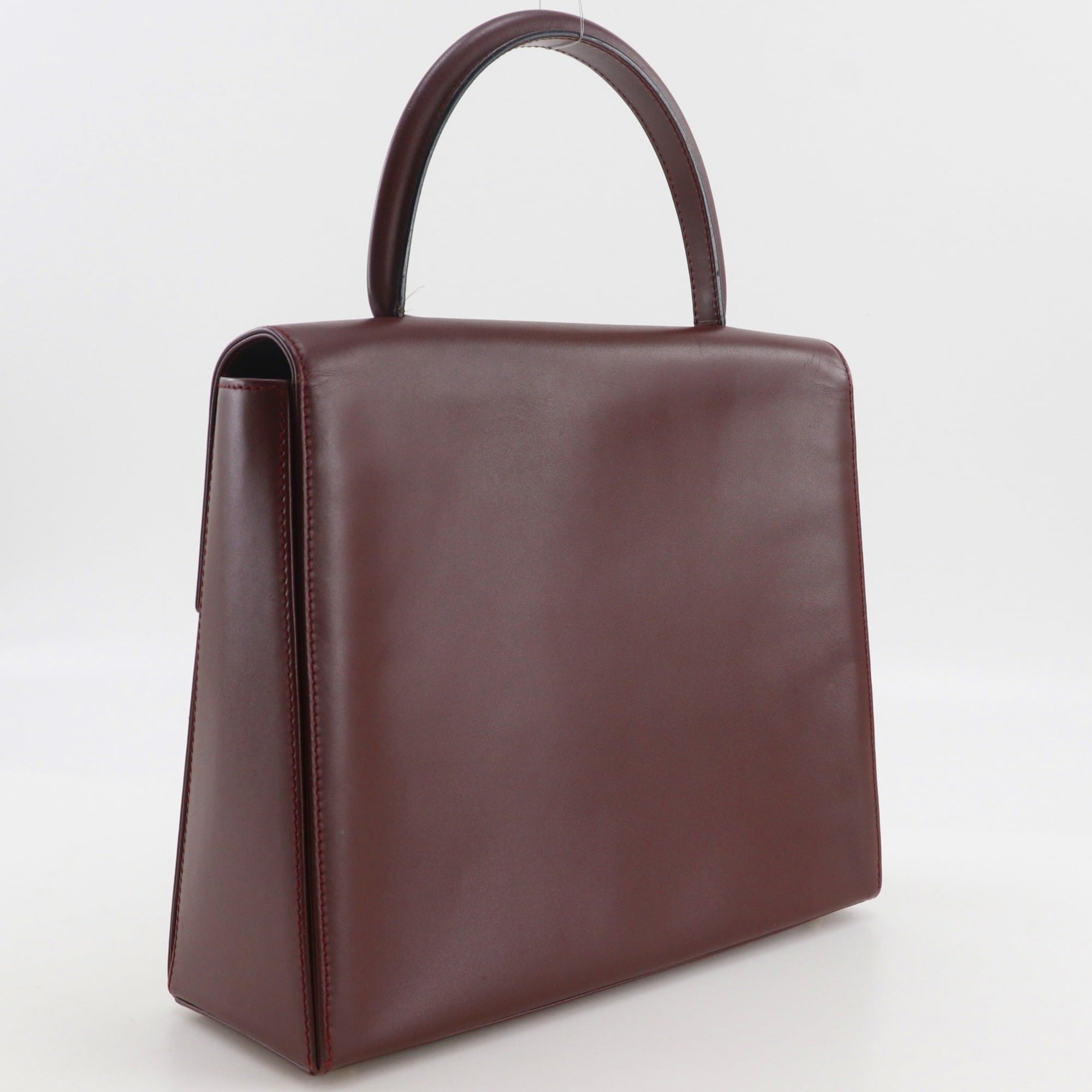 Cartier Bordeaux Red Color Wine Red Leather Handbag (Pre-Owned)