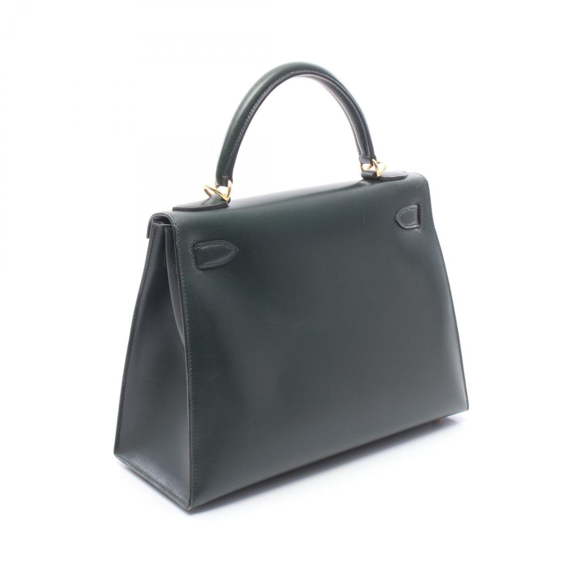 Hermes Green Box Calf Leather Handbag (Pre-Owned)