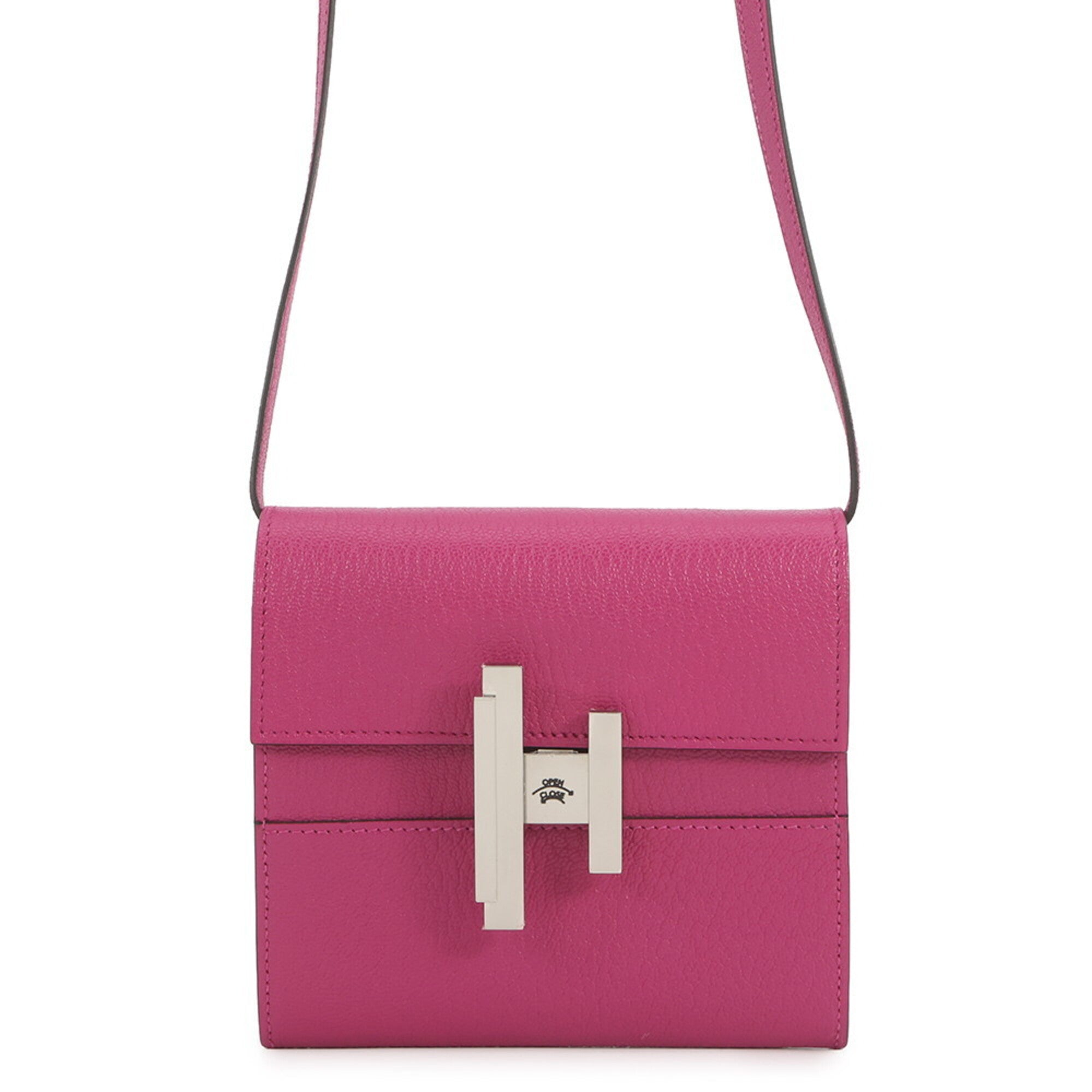 Hermes Rose Purple Chevre Myzore Leather Chain/Shoulder Wallet (Pre-Owned)