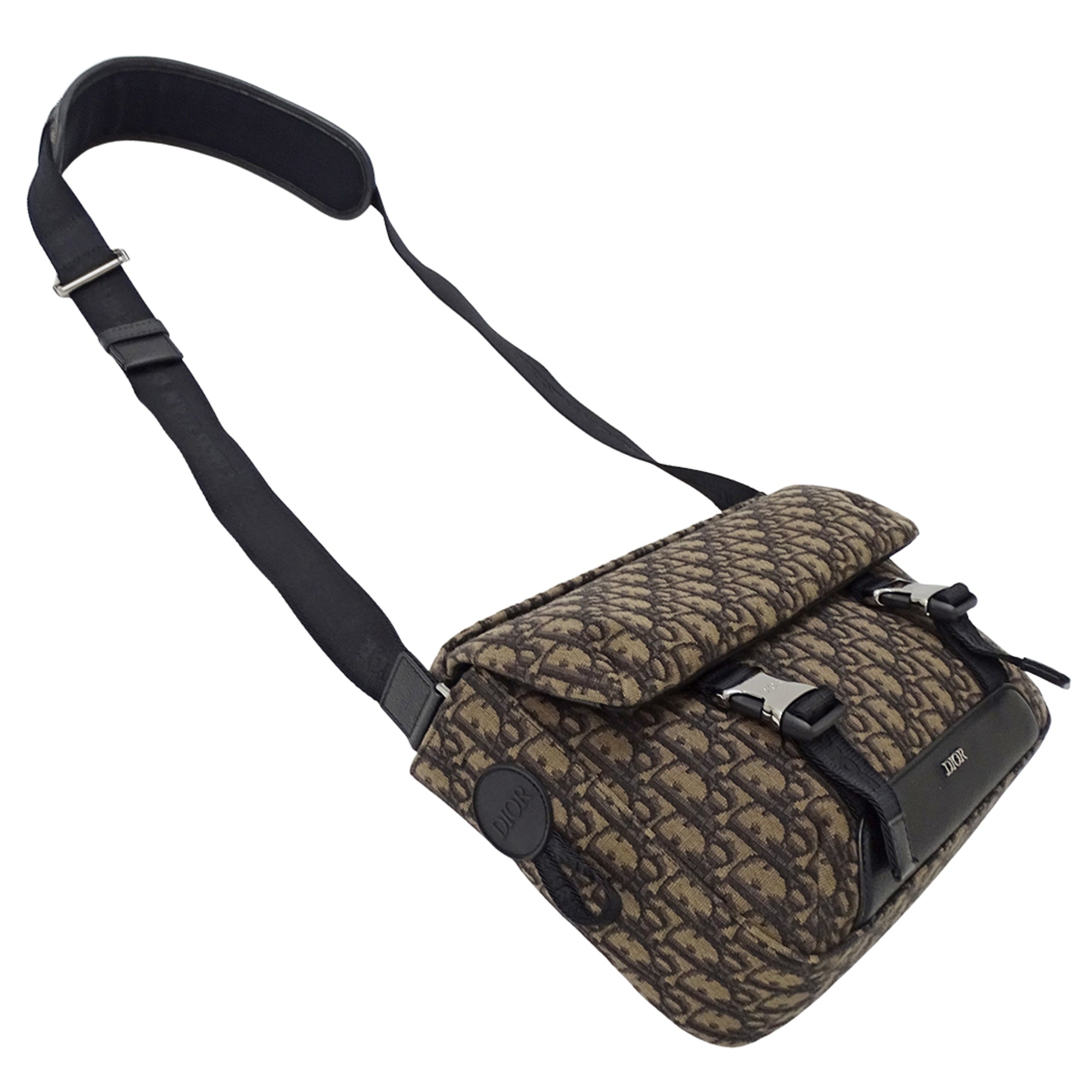 Christian Dior Brown Jacquard Handbag Messenger Bag Shoulder Bag (Pre-Owned)