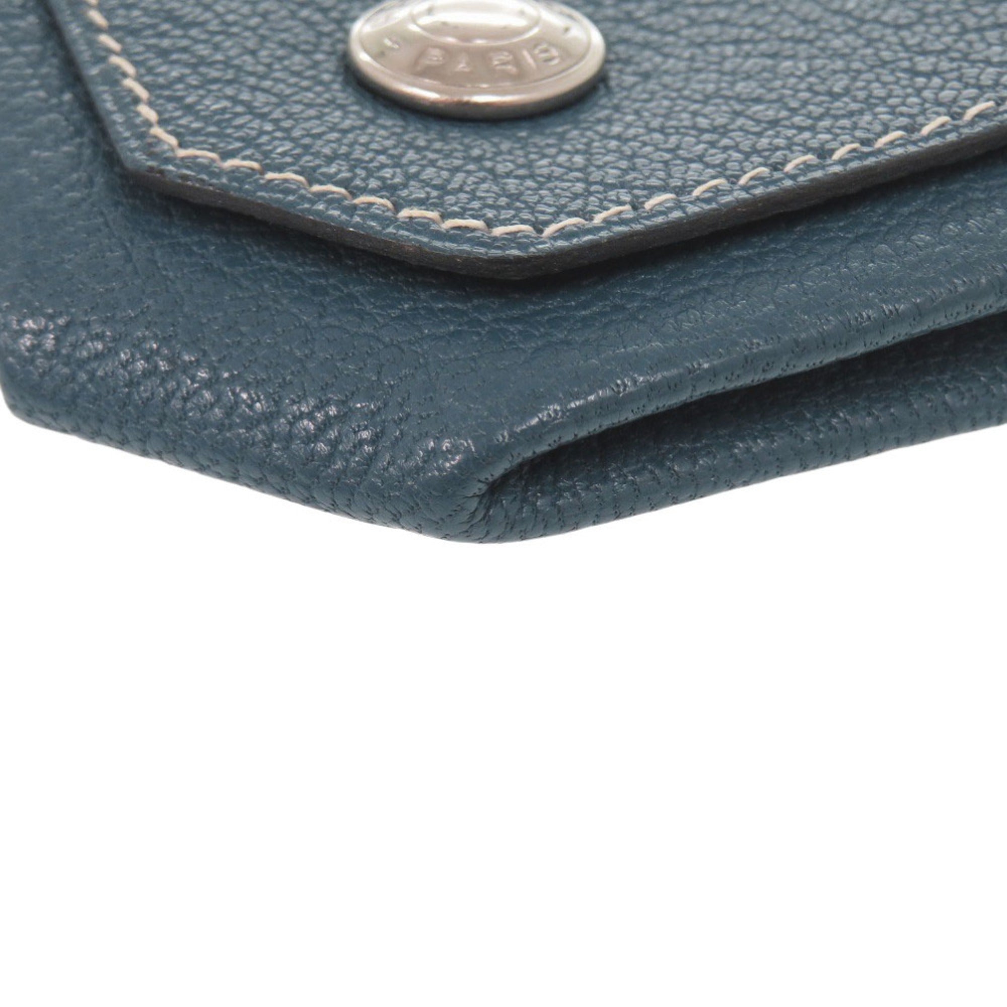 Hermes Blue Chevre Leather Coin Purse/Coin Case (Pre-Owned)