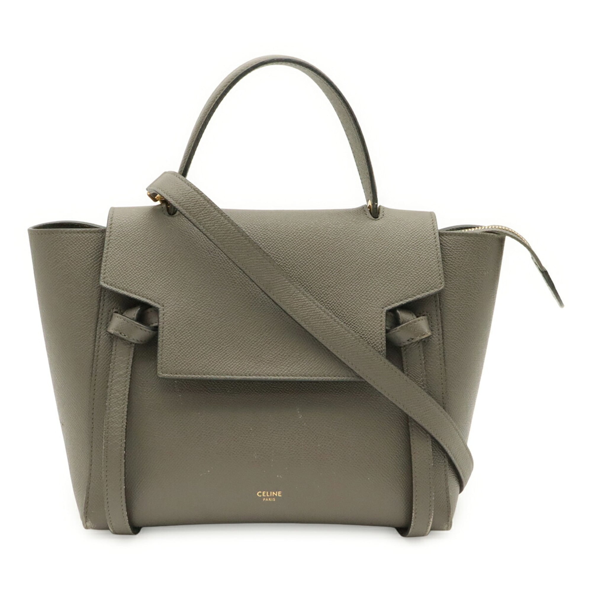 Celine Gray Leather Handbag Shoulder Bag (Pre-Owned)