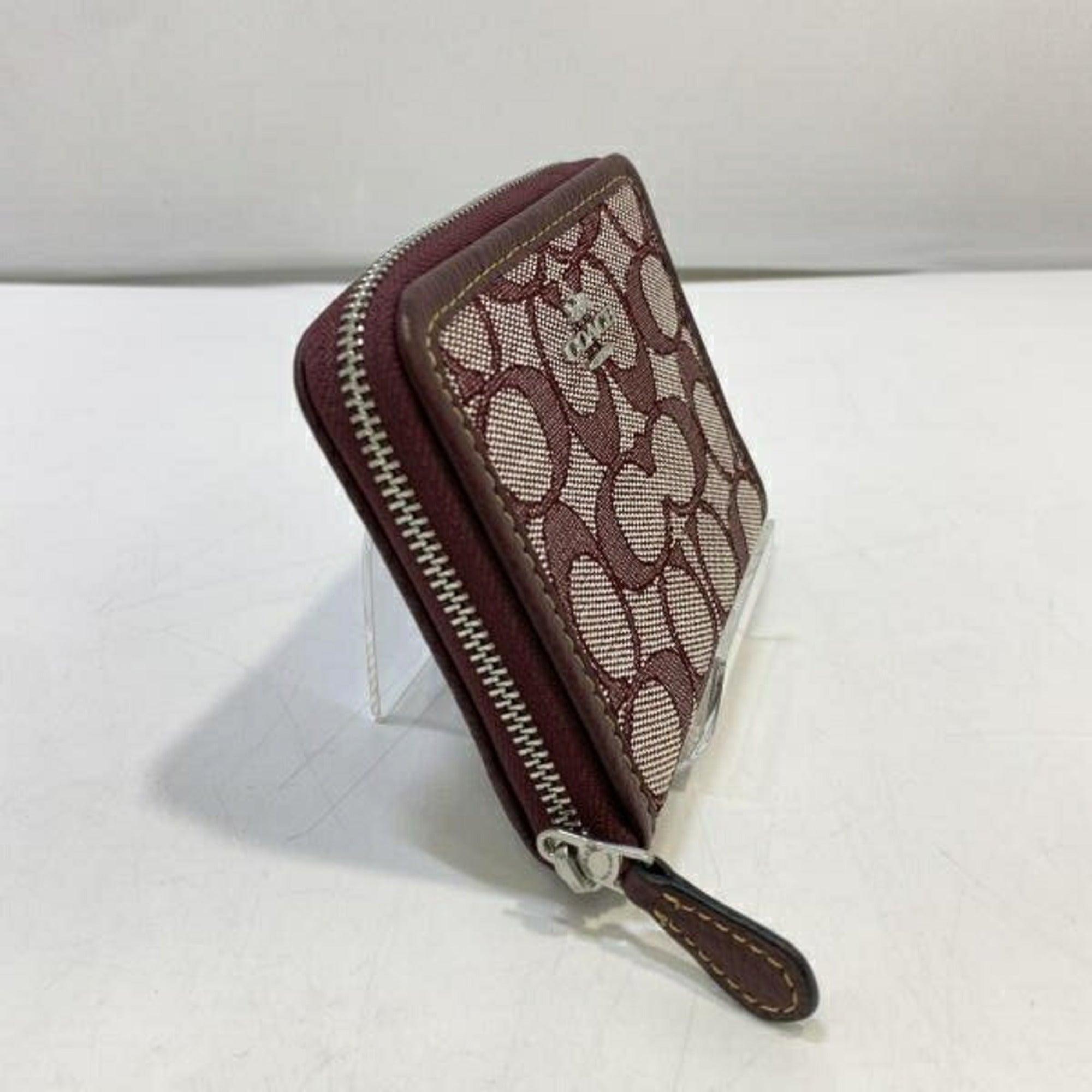 Coach Signature Burgundy Signature Line Wallet (Bi-Fold) (Pre-Owned)