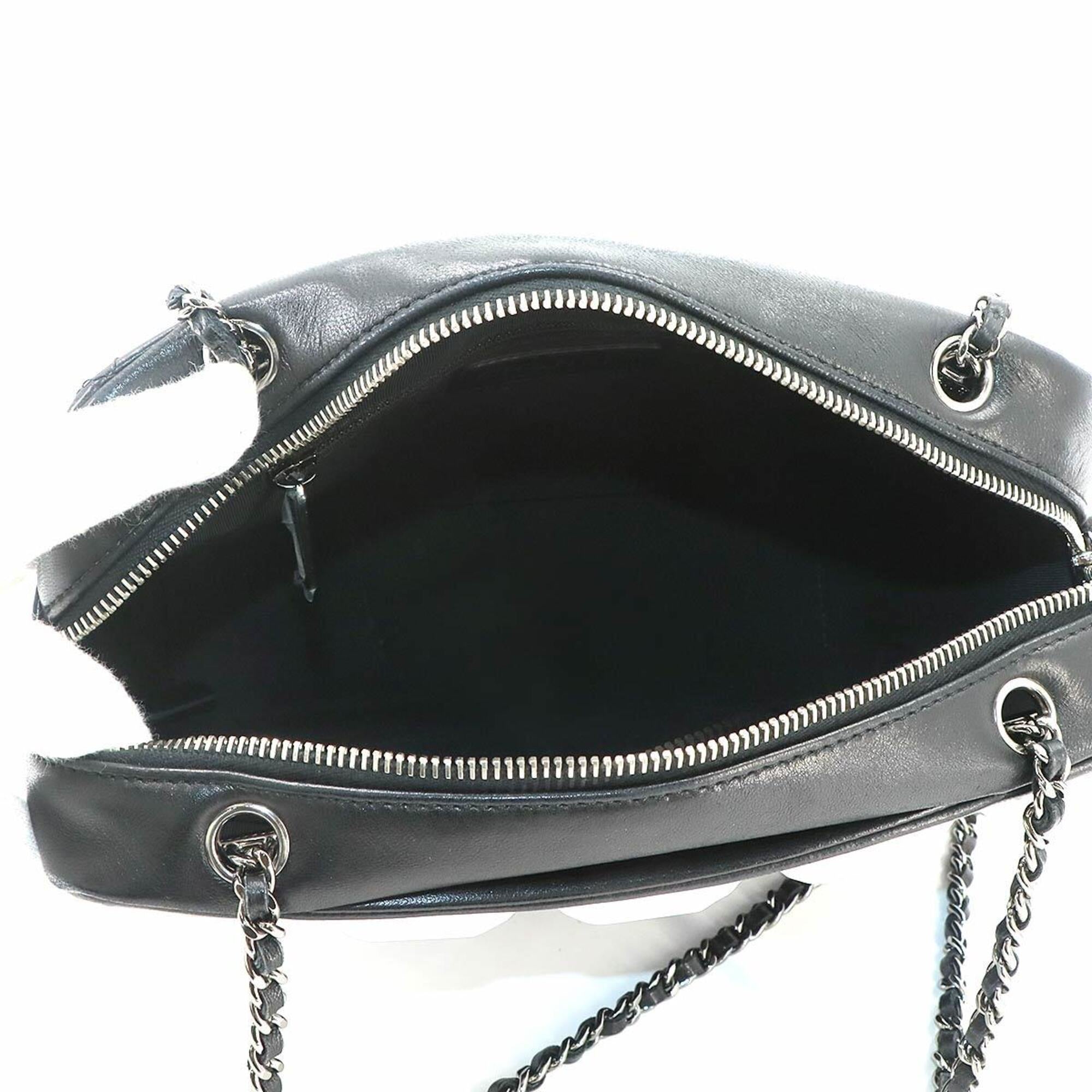Chanel Matelasse Black White Plastic Leather Handbag Shoulder Bag (Pre-Owned)