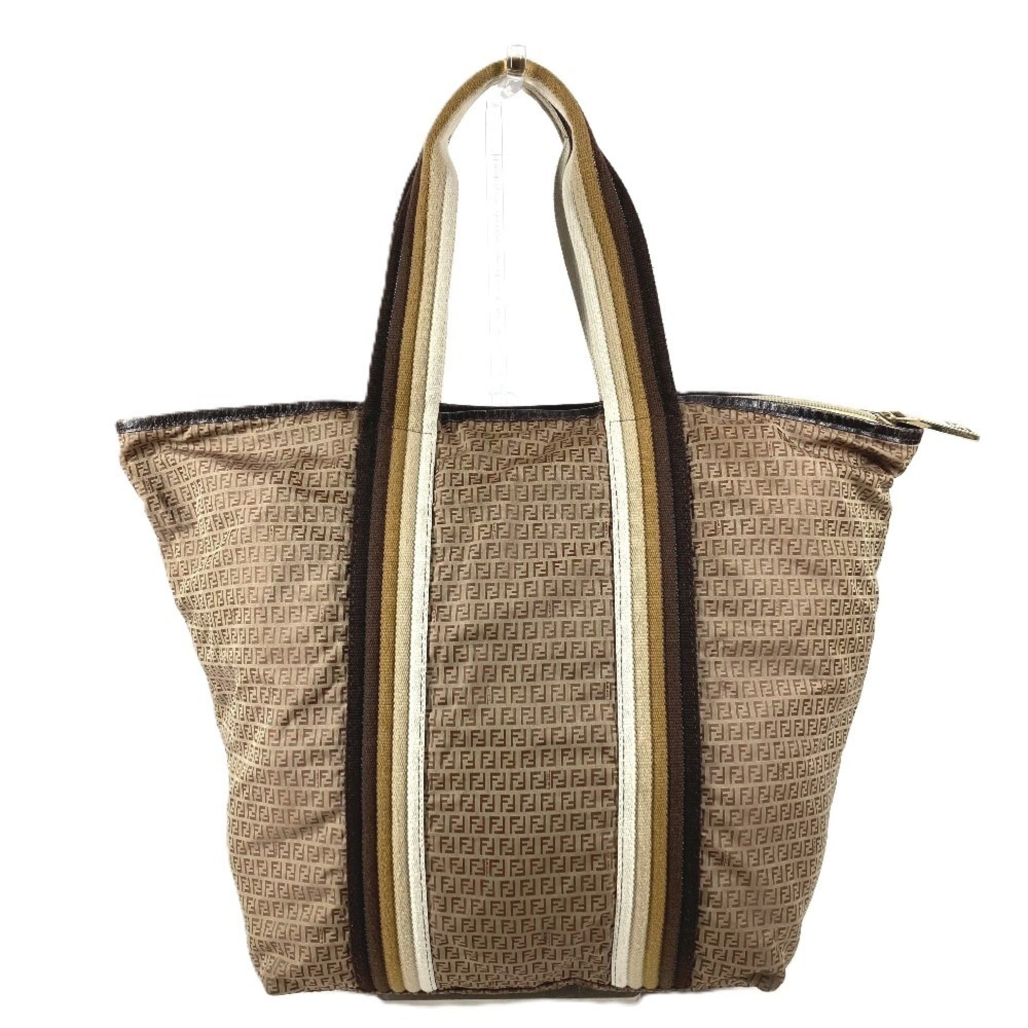 Fendi Beige Nylon Handbag Pouch Shoulder Bag Tote Bag (Pre-Owned)