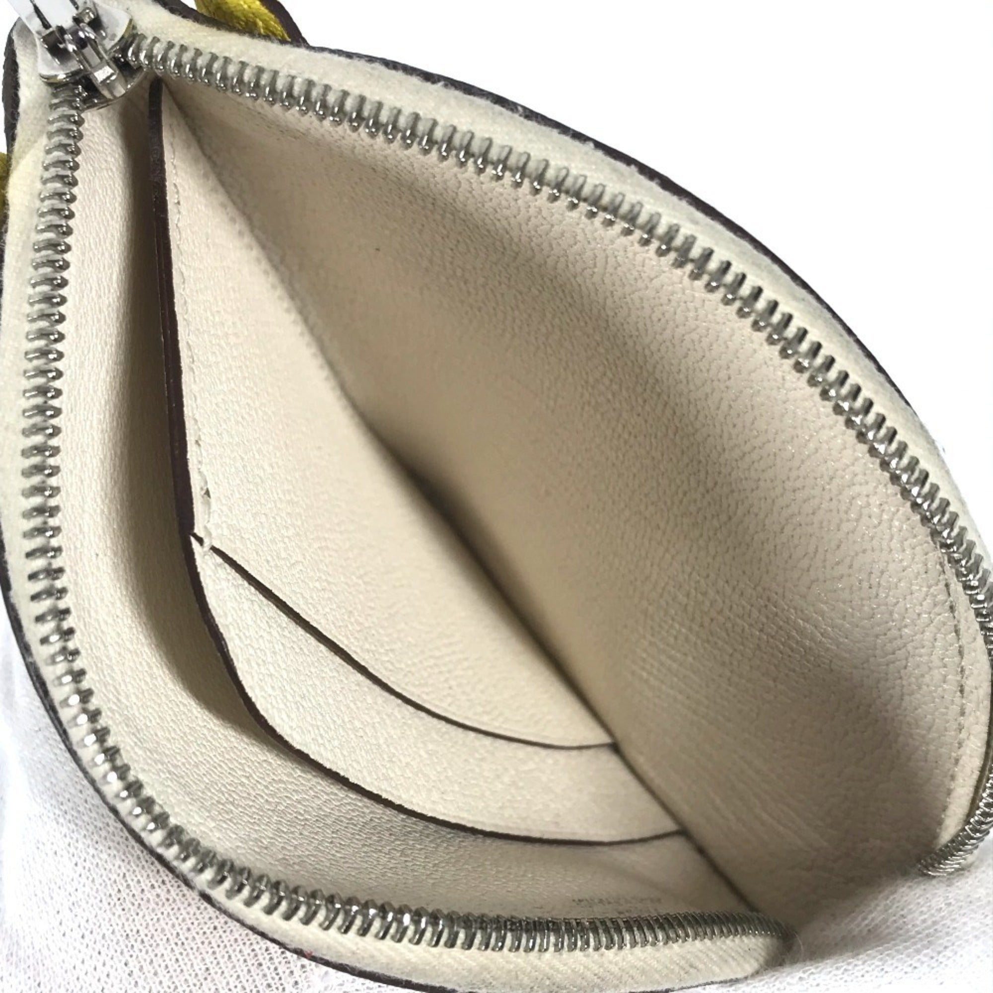 Hermes White Yellow Chevre Leather Coin Purse/Coin Case (Pre-Owned)