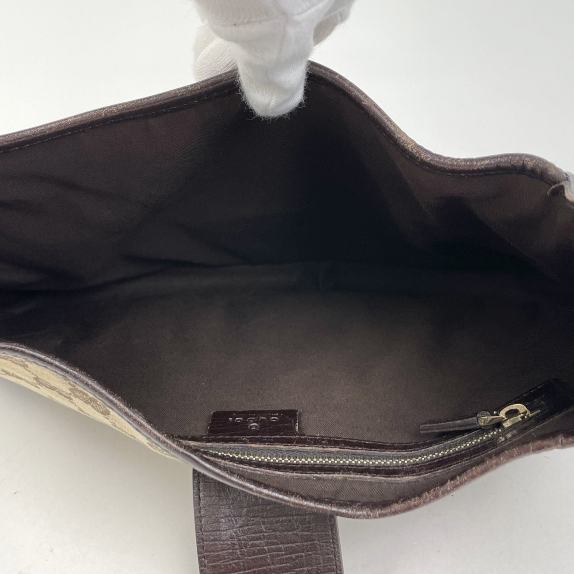 Gucci Sherry Line Brown Gg Canvas Leather Shoulder Bag (Pre-Owned)