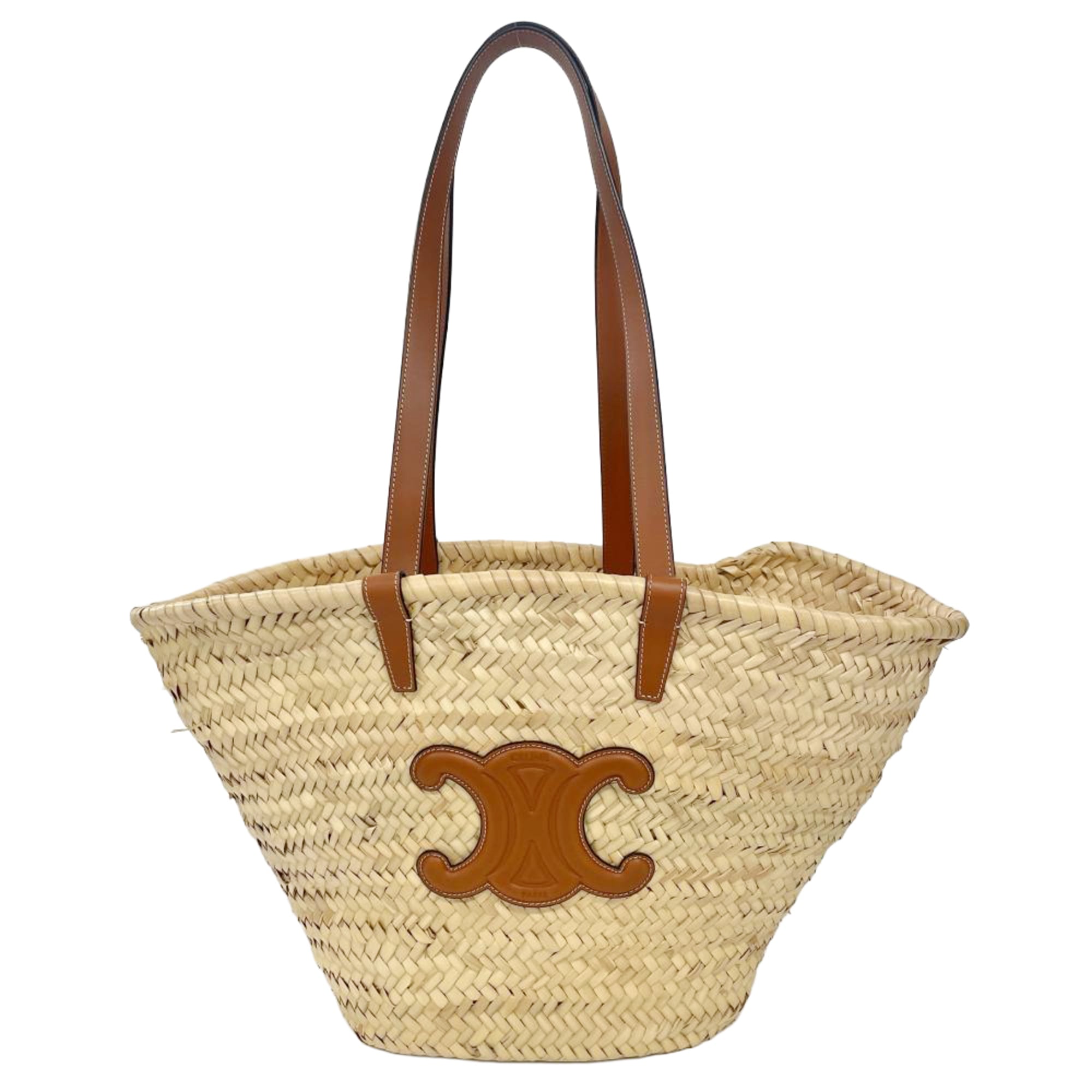 Celine Beige Raffia Leather Tote Bag (Pre-Owned)
