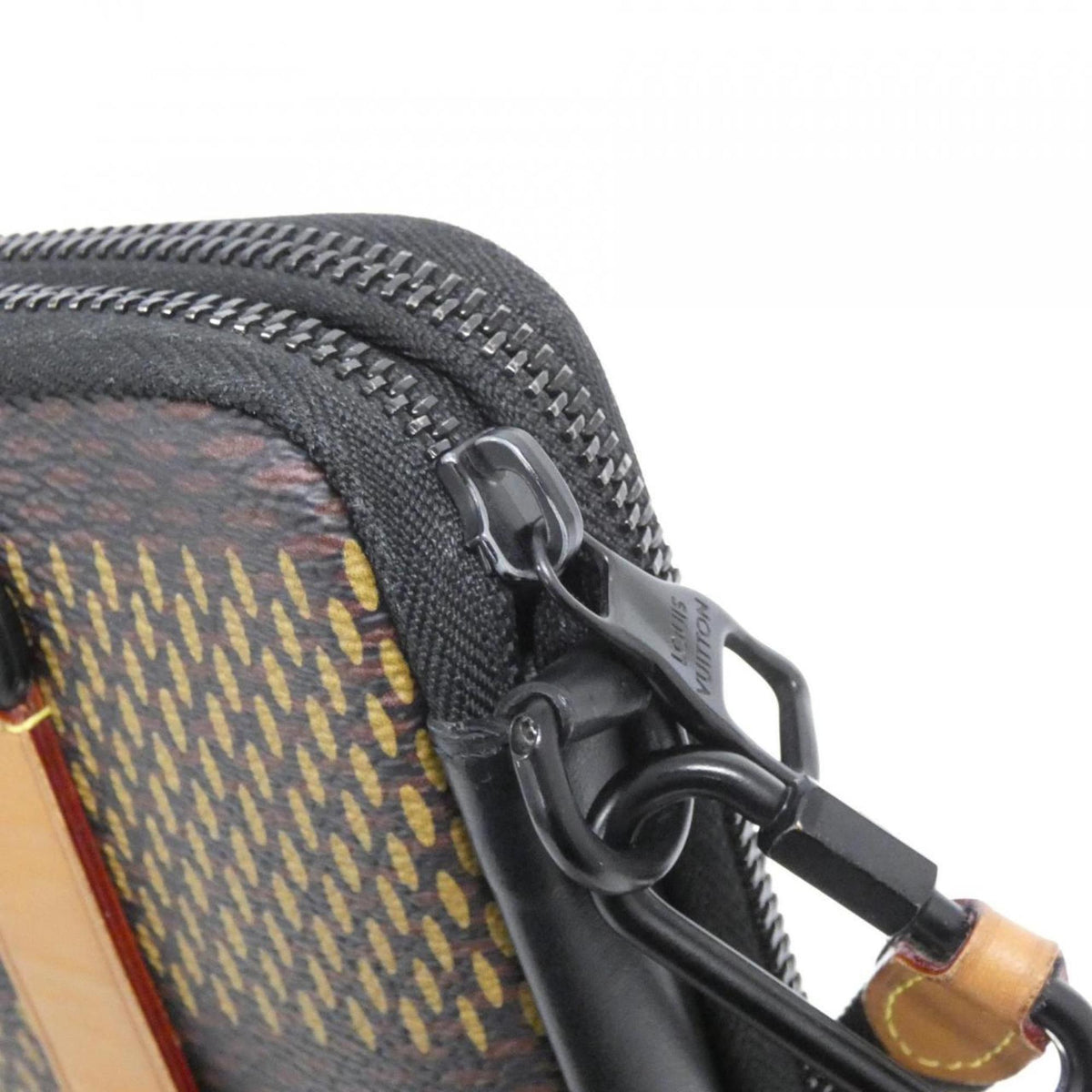 Louis Vuitton Black Brown Coated Canvas Phone Wallet (Pre-Owned)