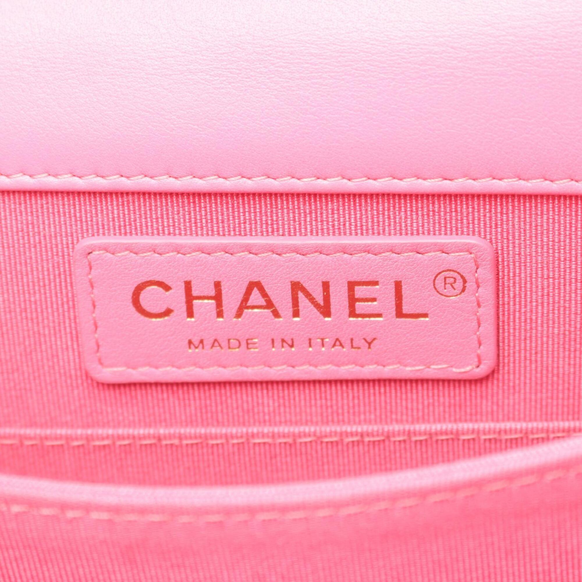 Chanel Pink Leather Handbag Shoulder Bag (Pre-Owned)