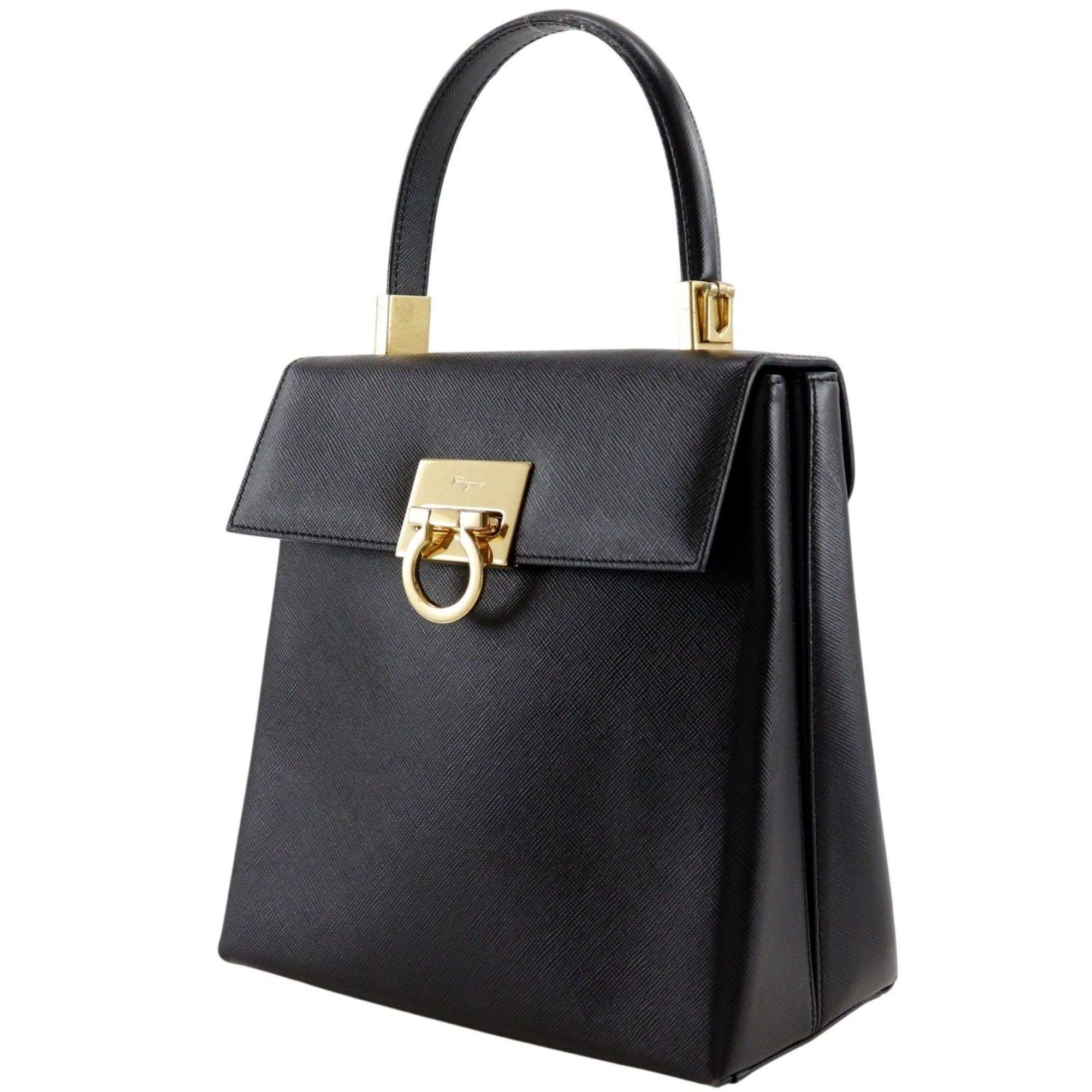 Salvatore Ferragamo Black Leather Handbag (Pre-Owned)
