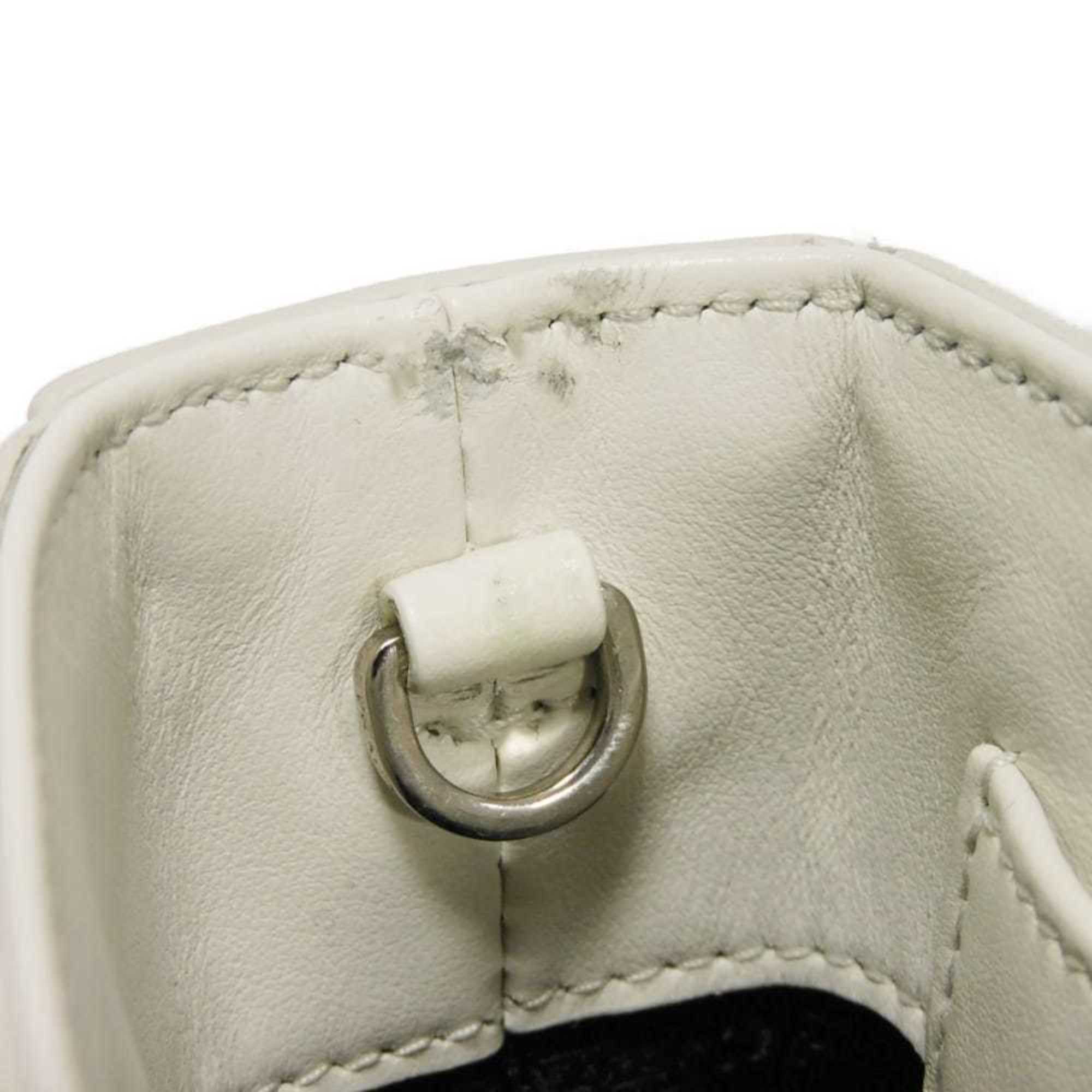Prada Bianco White Leather Shoulder Bag Tote Bag (Pre-Owned)
