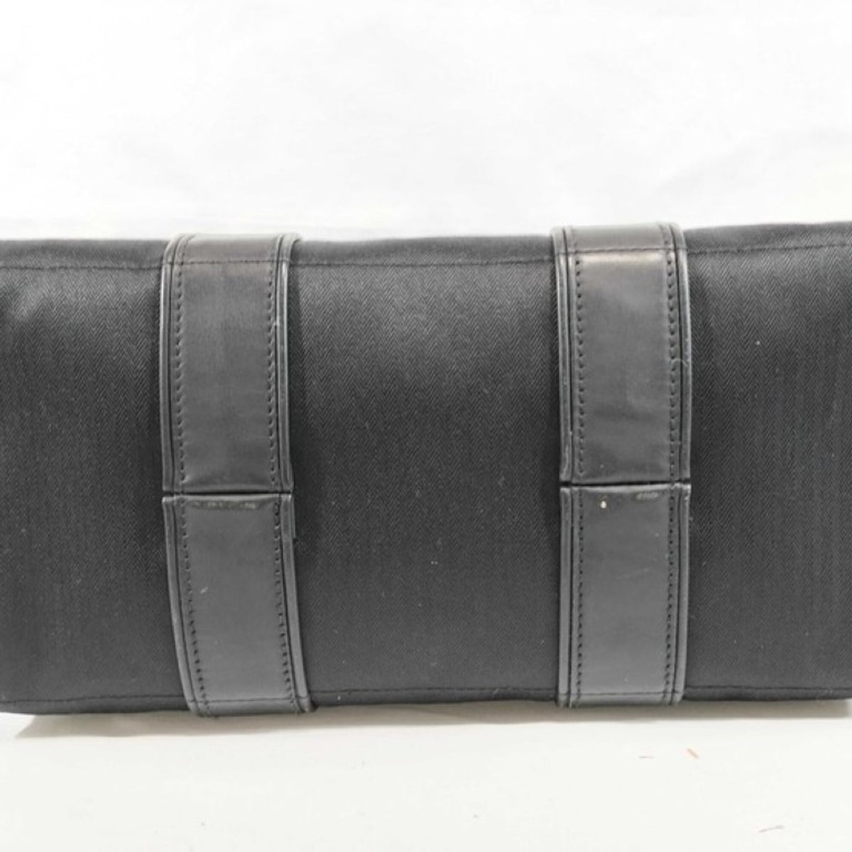 Hermes Acapulco Black Toile Chevron Leather Handbag Shoulder Bag Tote Bag (Pre-Owned)