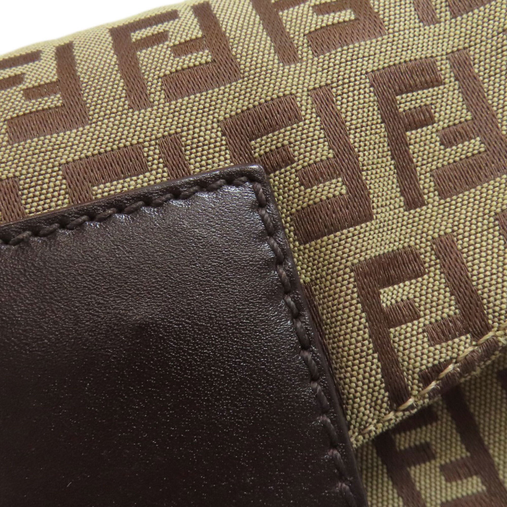 Fendi Zucchino Brown Canvas Handbag (Pre-Owned)