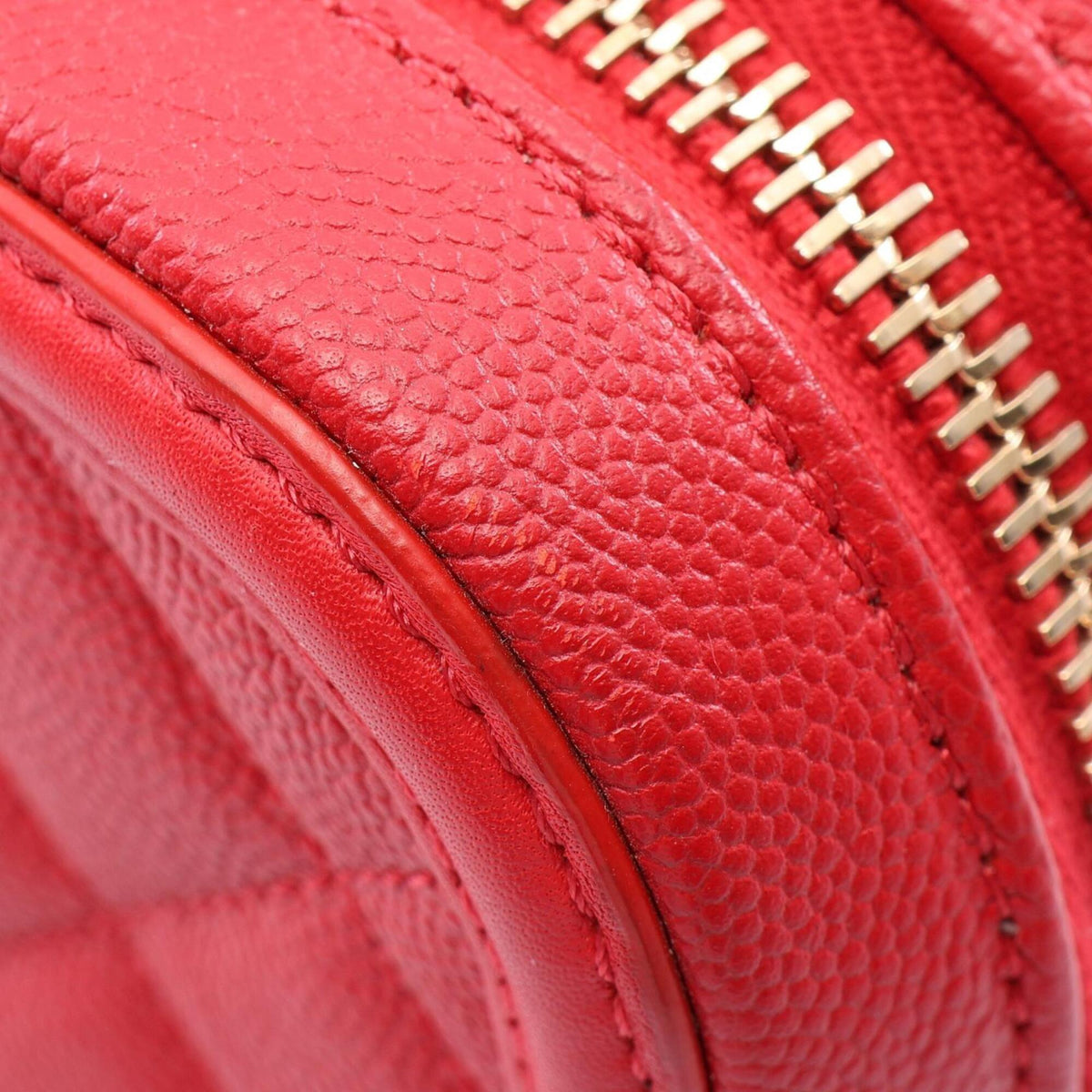 Chanel Red Color Grained Calfskin Handbag Shoulder Bag Vanity Bag (Pre-Owned)