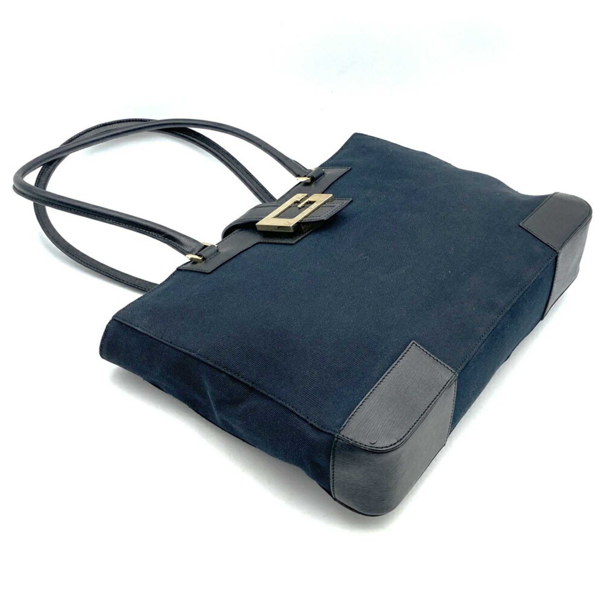 Gucci Black Canvas Leather Tote Bag (Pre-Owned)