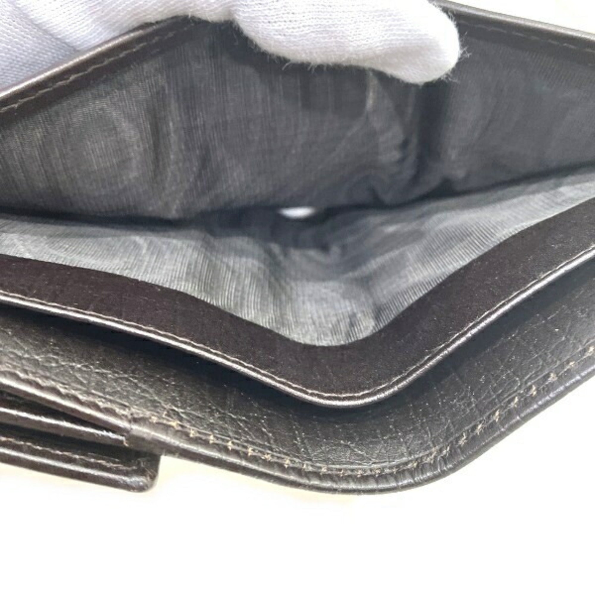 Gucci Brown Leather Canvas Wallet (Tri-Fold) (Pre-Owned)