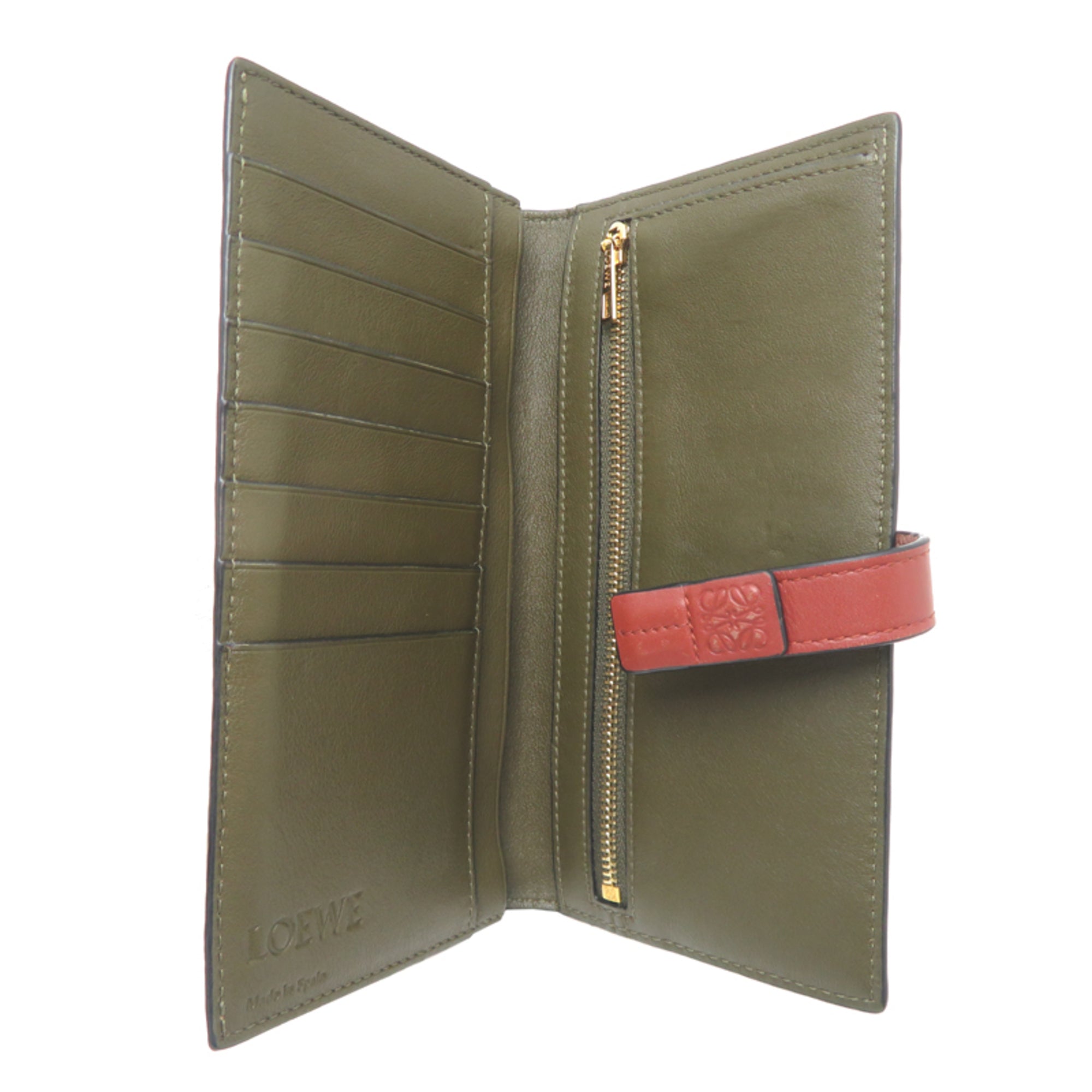 Loewe Beige Khaki Pink Leather Long Wallet (Bi-Fold) (Pre-Owned)