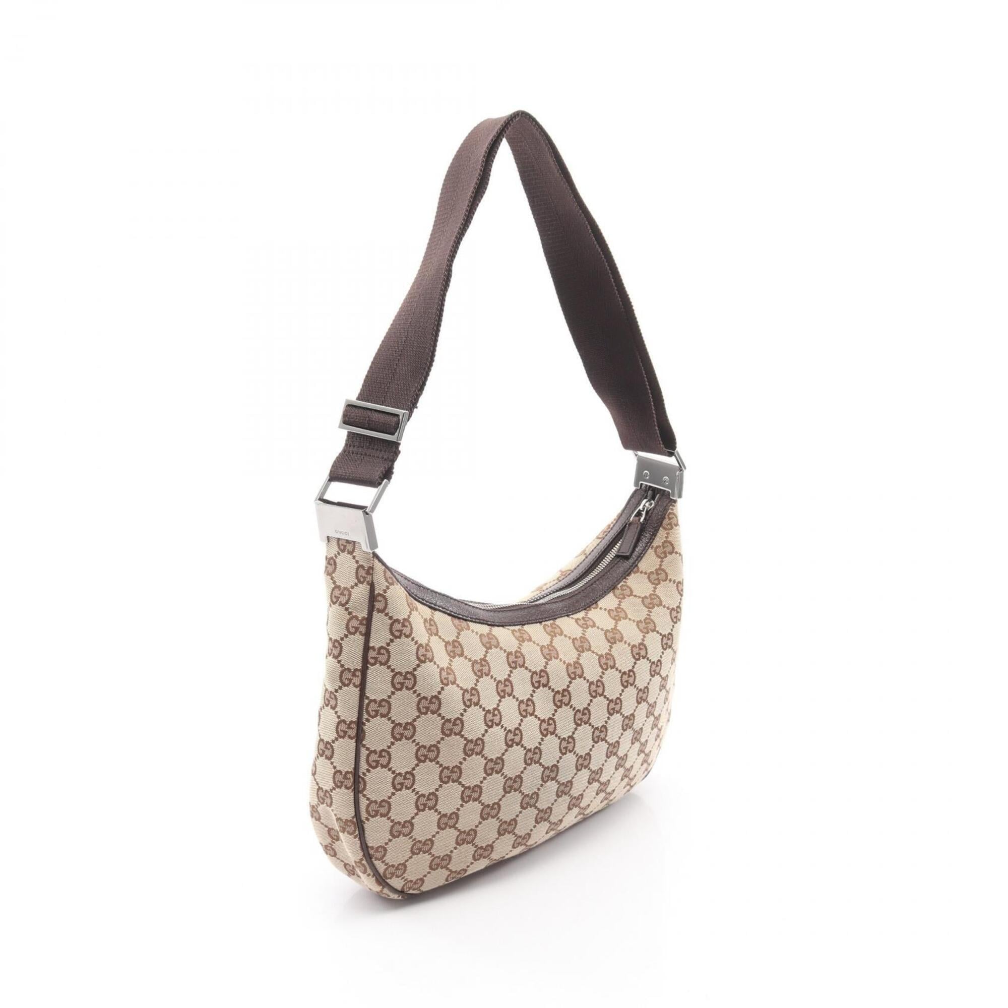 Gucci Beige Brown Canvas Leather Handbag Shoulder Bag (Pre-Owned)