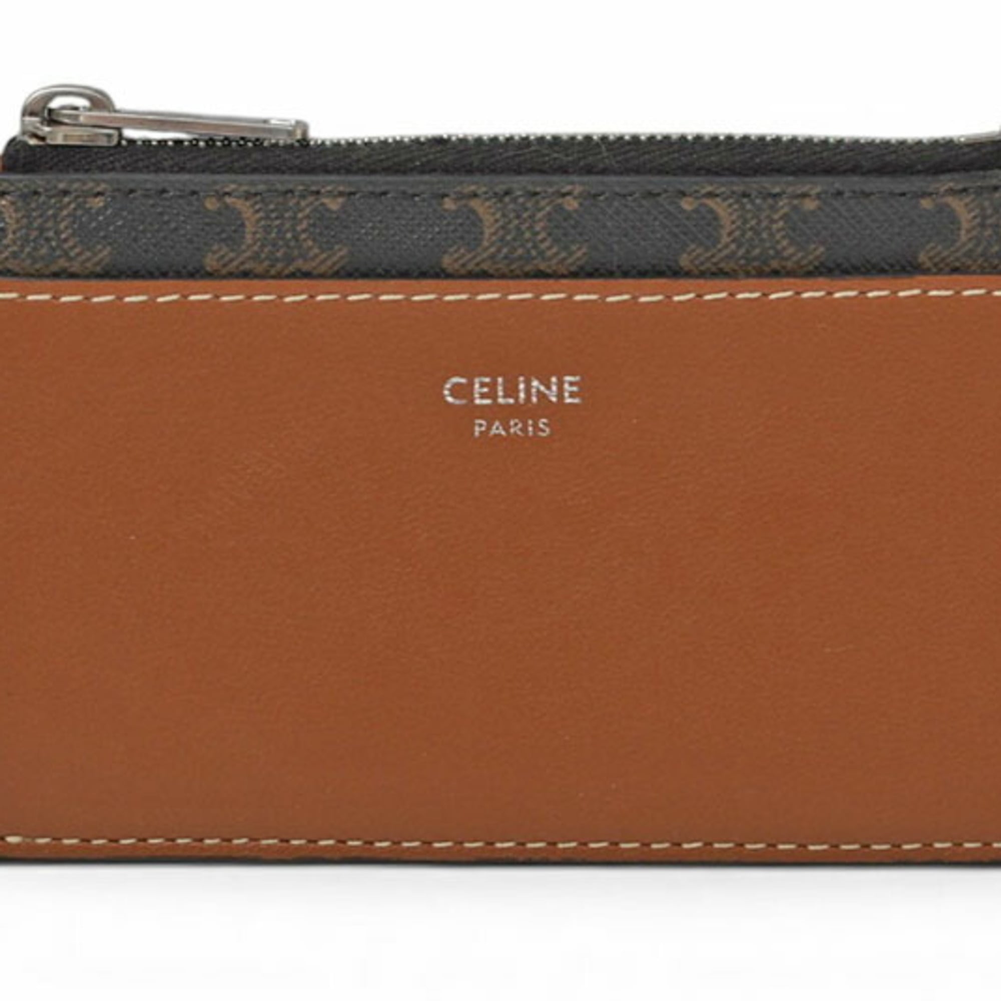 Celine Brown Leather Pvc Coated Canvas Coin Purse/Coin Case (Pre-Owned)