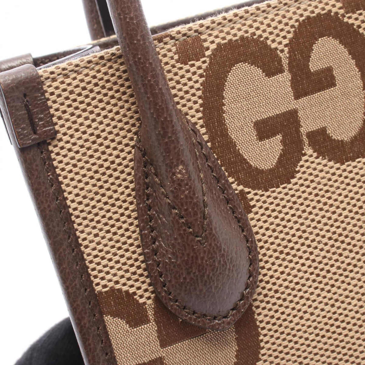 Gucci Beige Brown Leather Handbag Tote Bag (Pre-Owned)