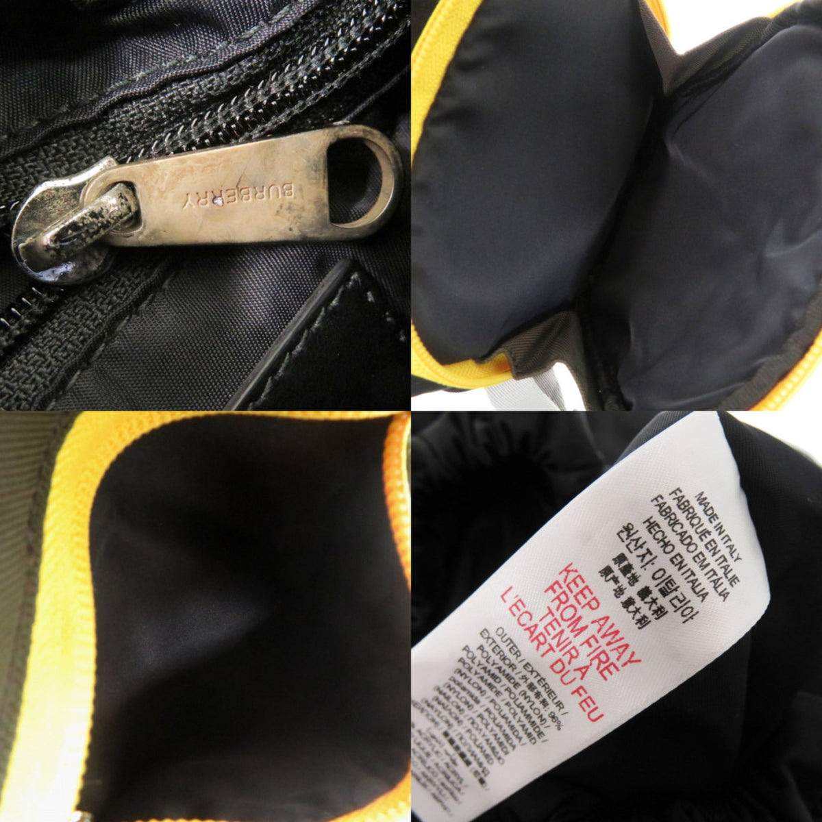 Burberry Black Khaki Yellow Nylon Acrylic Backpack (Pre-Owned)