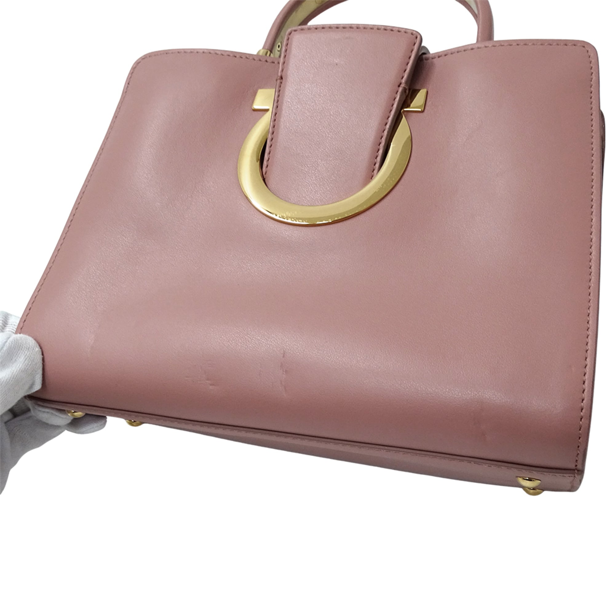 Salvatore Ferragamo Pink Leather Handbag Shoulder Bag (Pre-Owned)