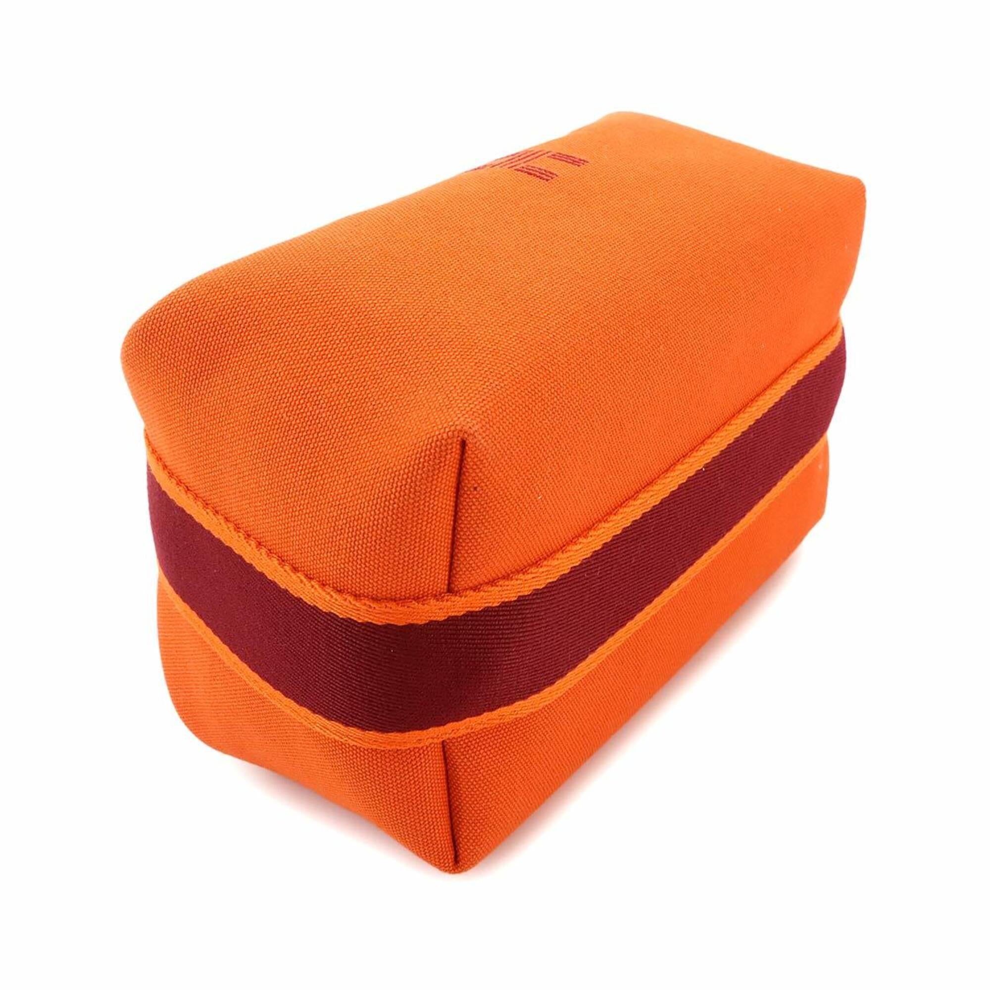 Hermes Feu Orange Rouge H Toile H Handbag Pouch (Pre-Owned)