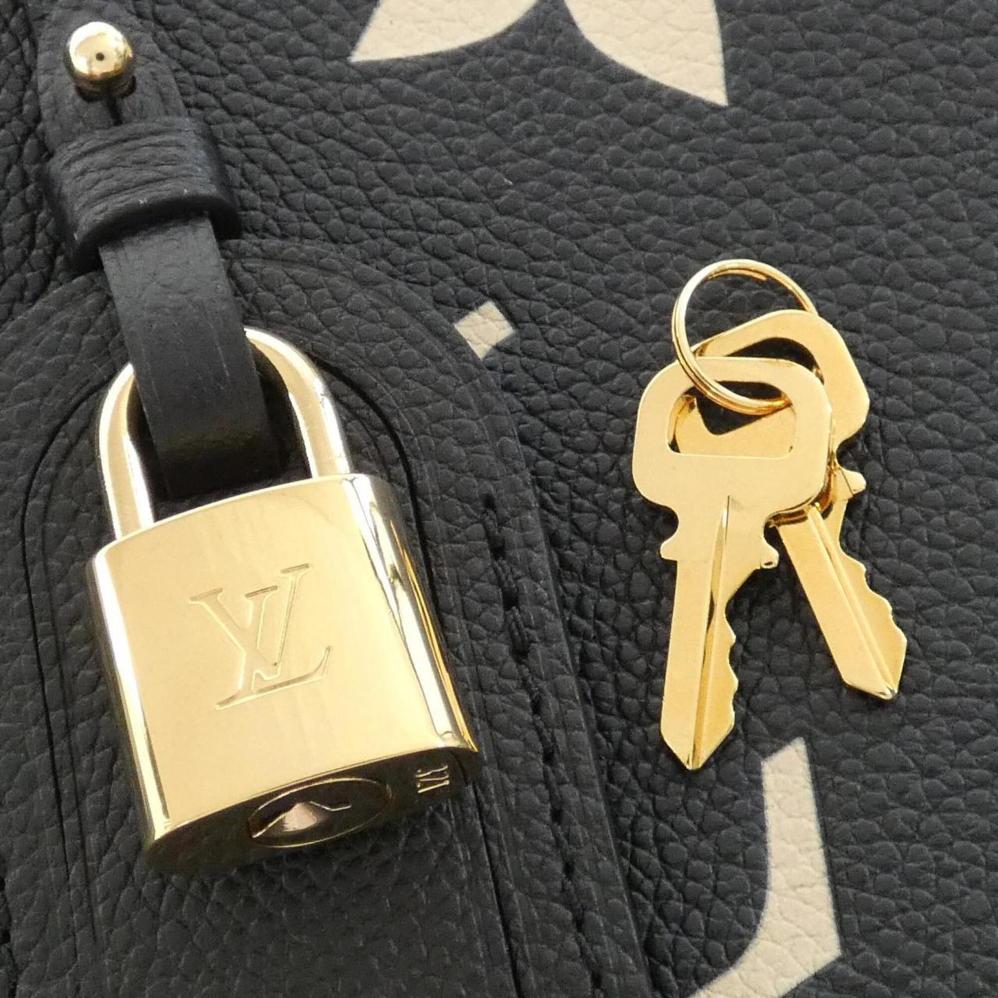 Louis Vuitton Beige Black Leather Handbag (Pre-Owned)