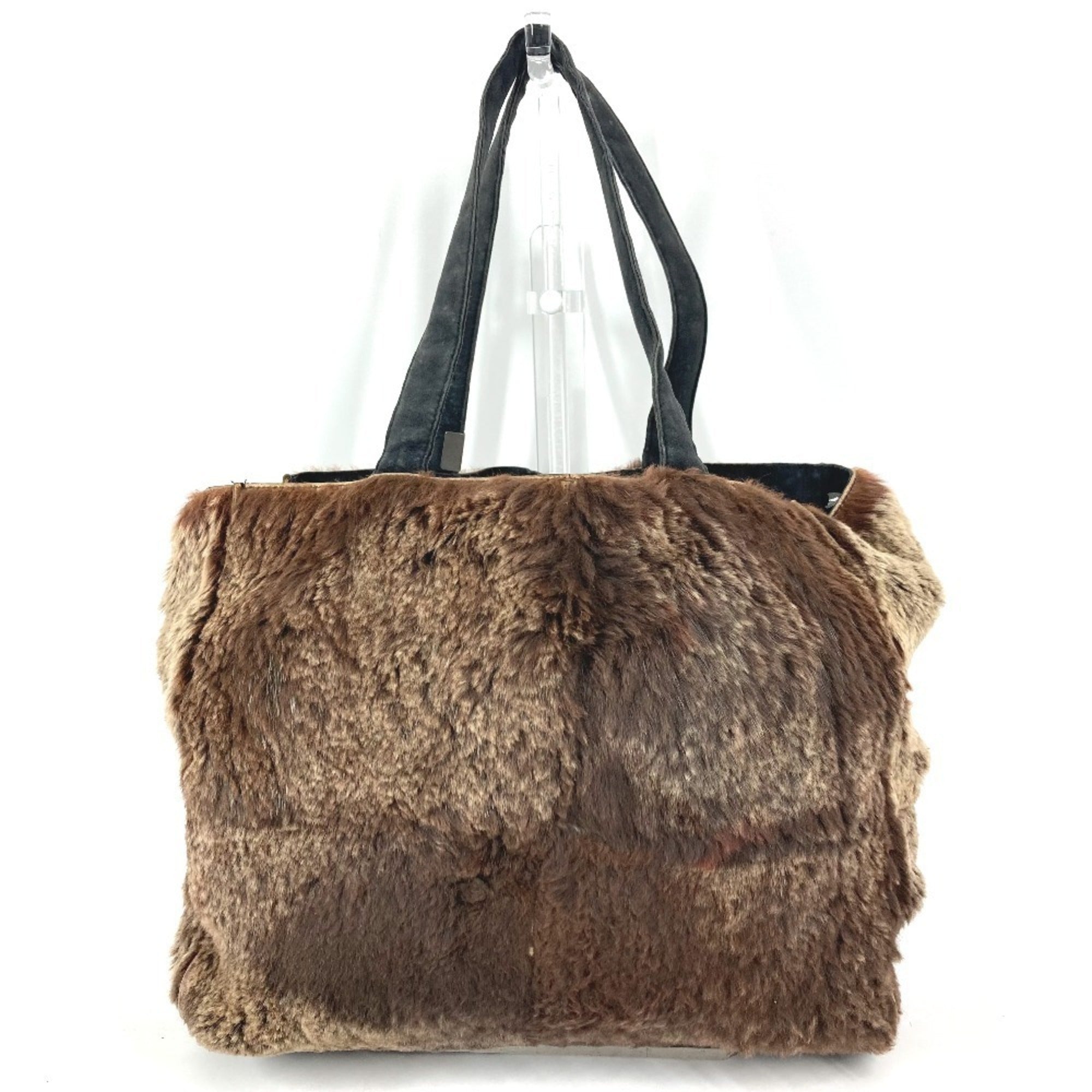 Chanel Black Brown Fur Shoulder Bag Tote Bag (Pre-Owned)