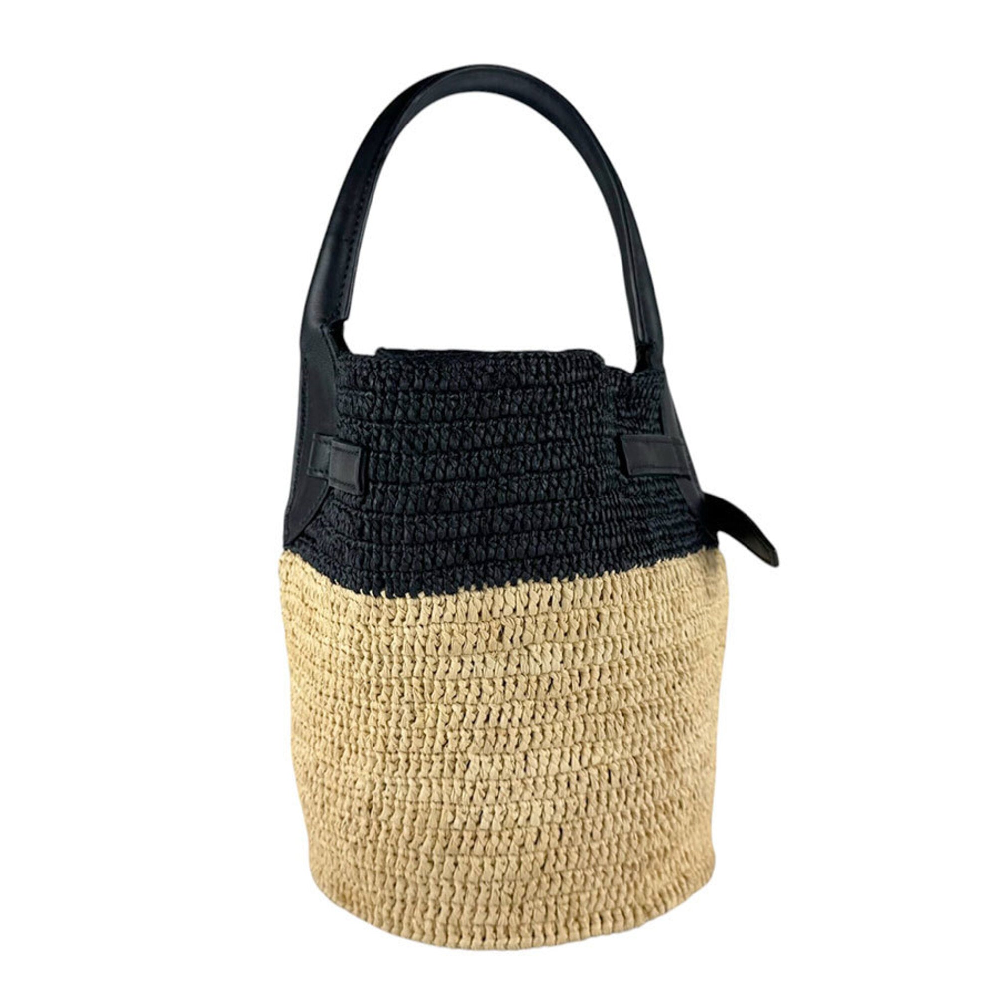 Celine Black Raffia Leather Handbag Shoulder Bag (Pre-Owned)