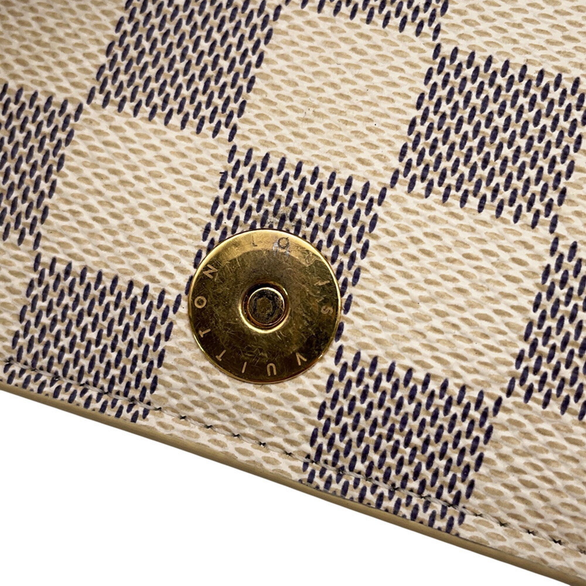 Louis Vuitton Damier Azur Rose Ballerine Damier Azur Chain/Shoulder Wallet (Pre-Owned)