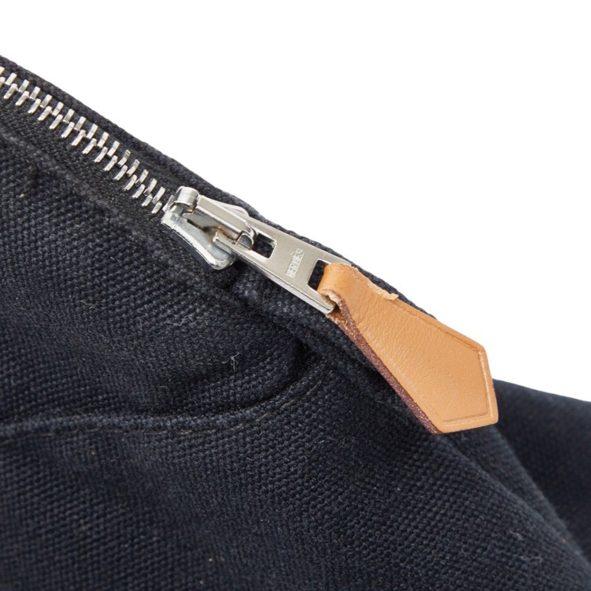 Hermes Bolide Black Canvas Leather Pouch (Pre-Owned)