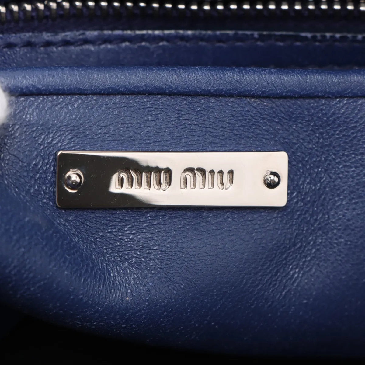 Miu Miu Matelasse Navy Leather Shoulder Bag (Pre-Owned)
