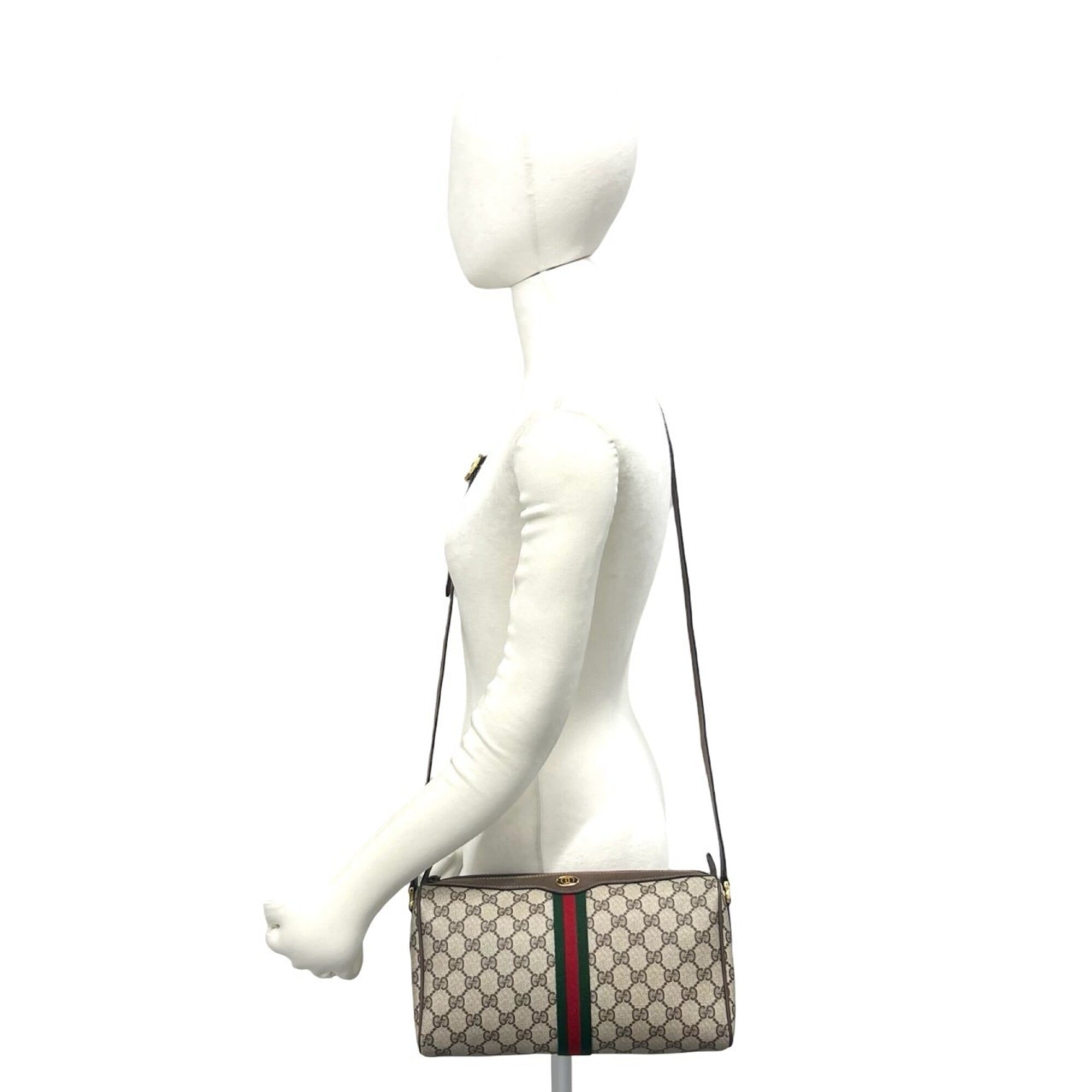 Gucci Brown Green Red Color Leather Pvc Pochette Shoulder Bag (Pre-Owned)