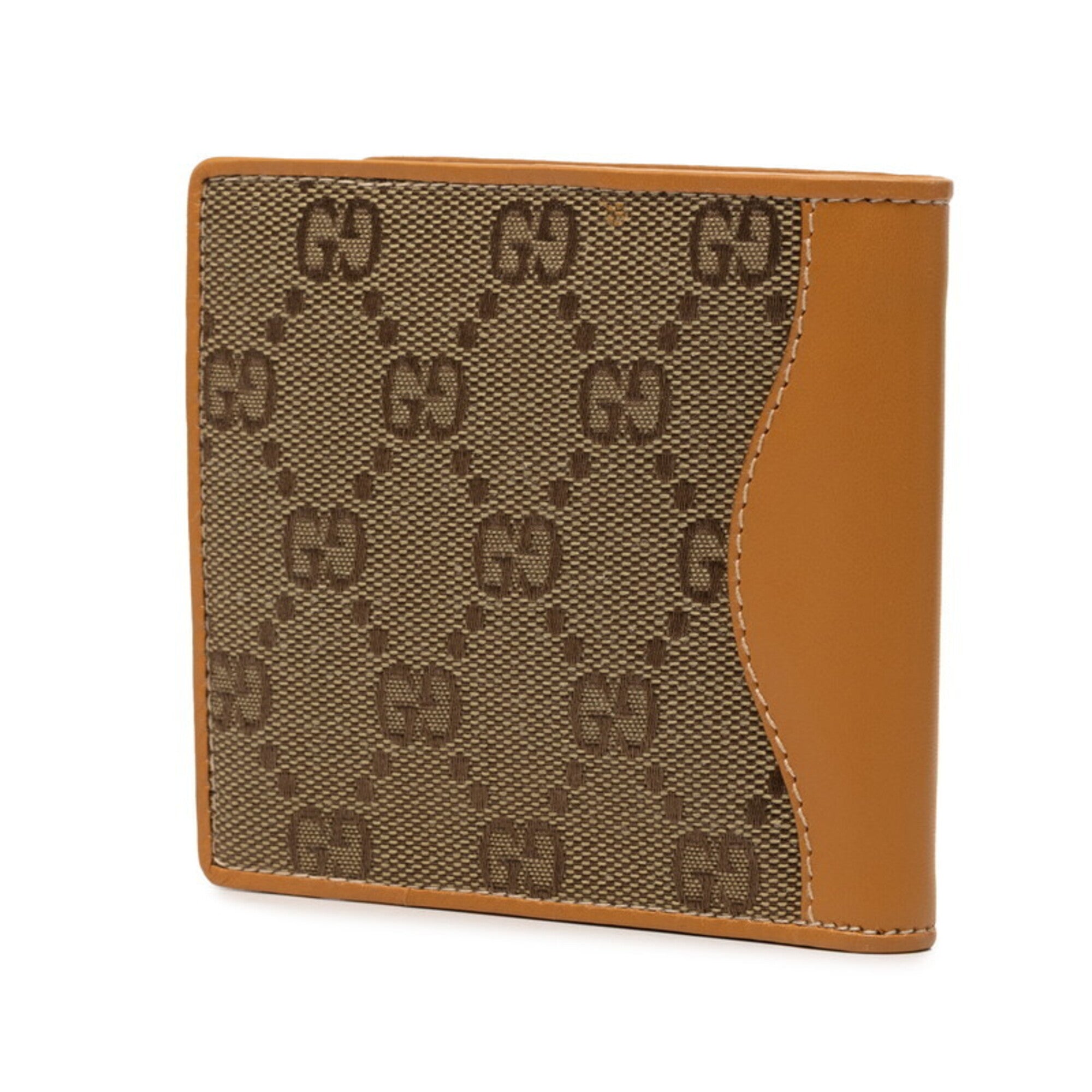 Gucci Beige Brown Gg Canvas Leather Wallet (Bi-Fold) (Pre-Owned)