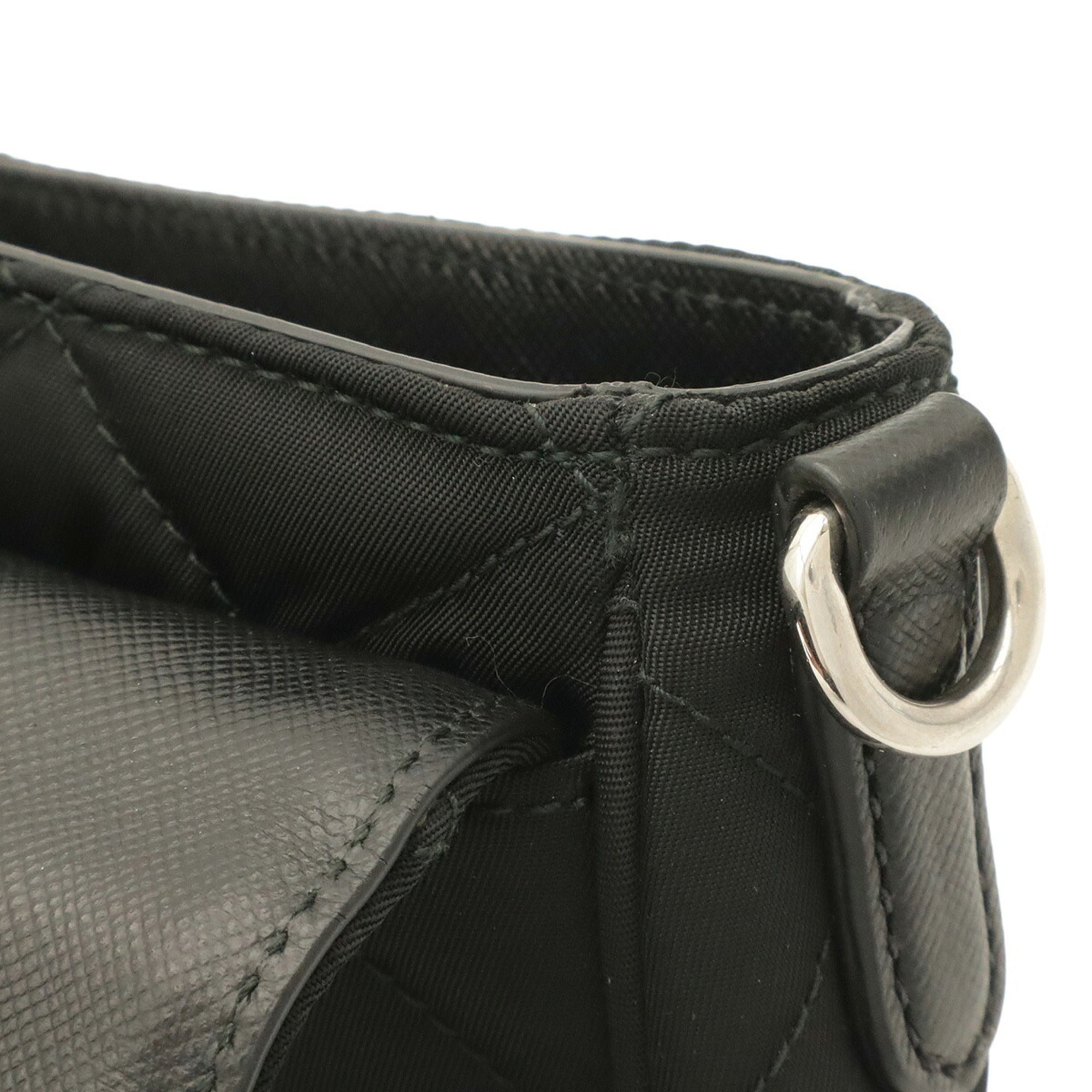 Prada Black Nero Nylon Leather Clutch Bag Pochette Shoulder Bag (Pre-Owned)