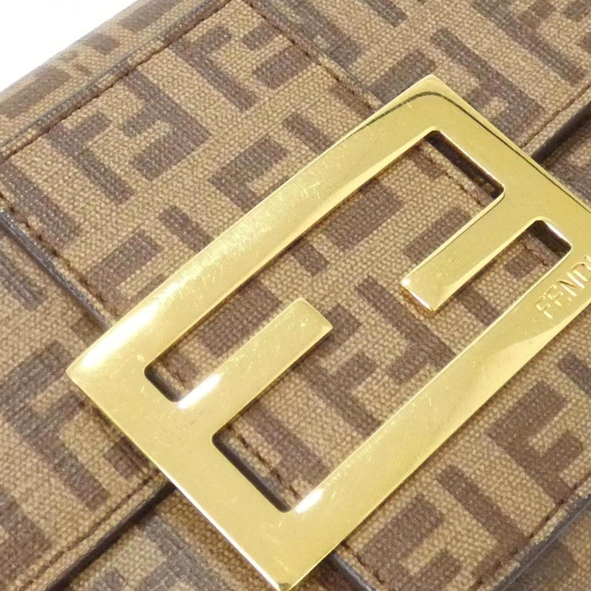 Fendi Beige Brown Coated Canvas Long Wallet (Bi-Fold) (Pre-Owned)