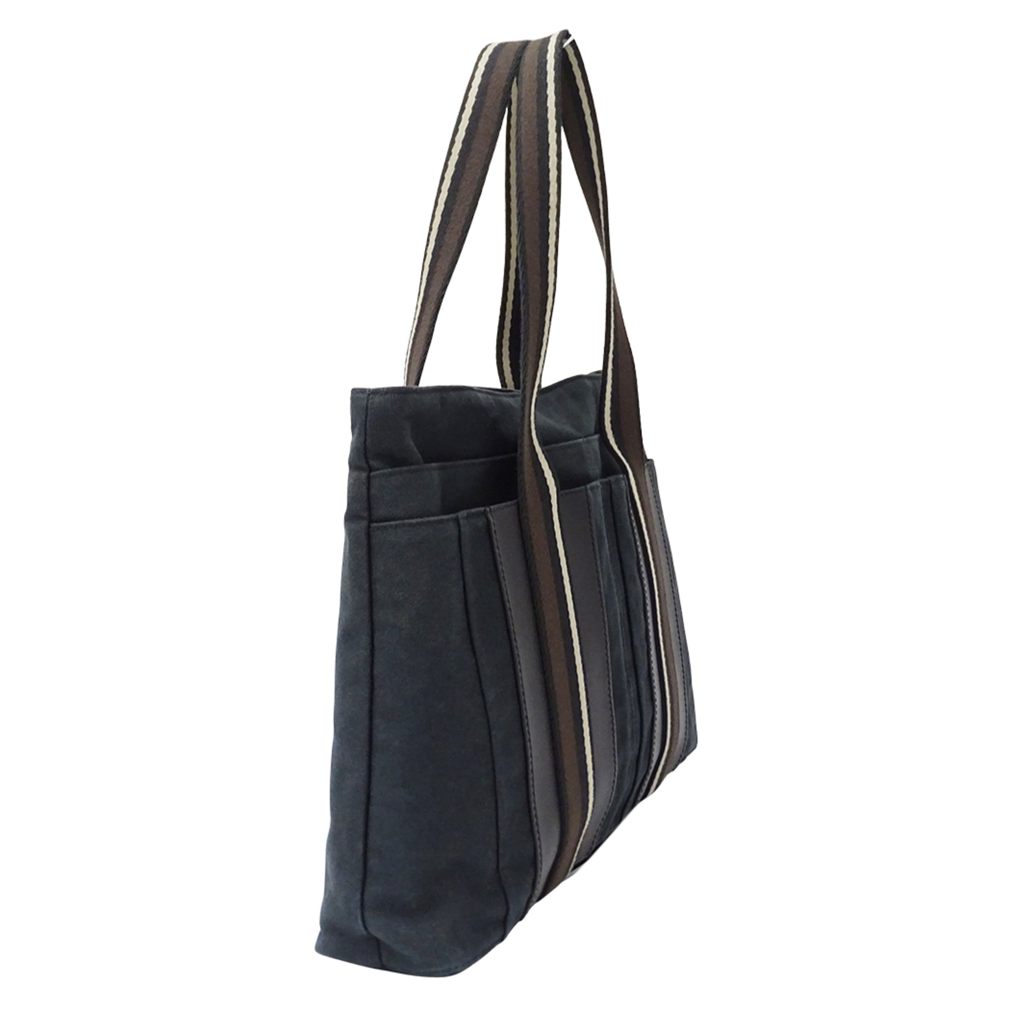 Hermes Black Canvas Handbag Tote Bag (Pre-Owned)