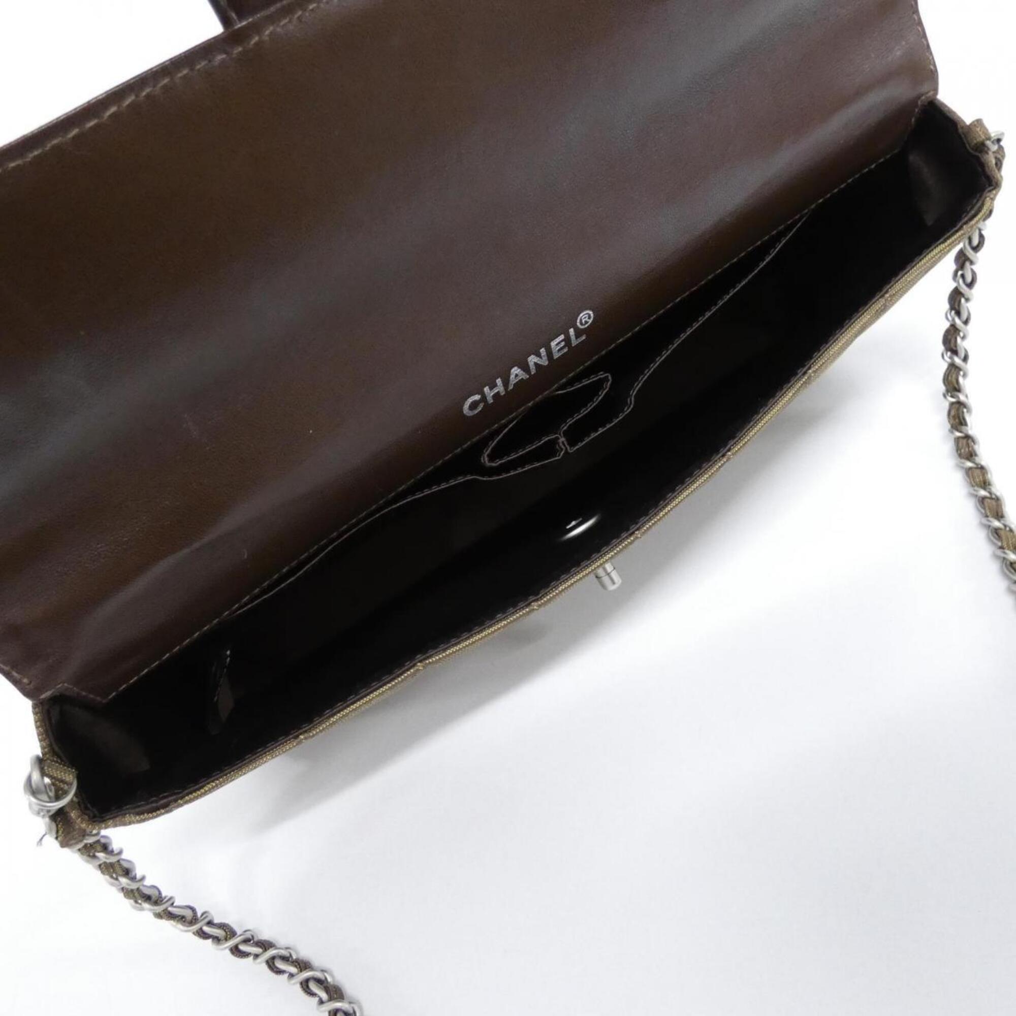 Chanel Travel Line Khaki Nylon Shoulder Bag (Pre-Owned)