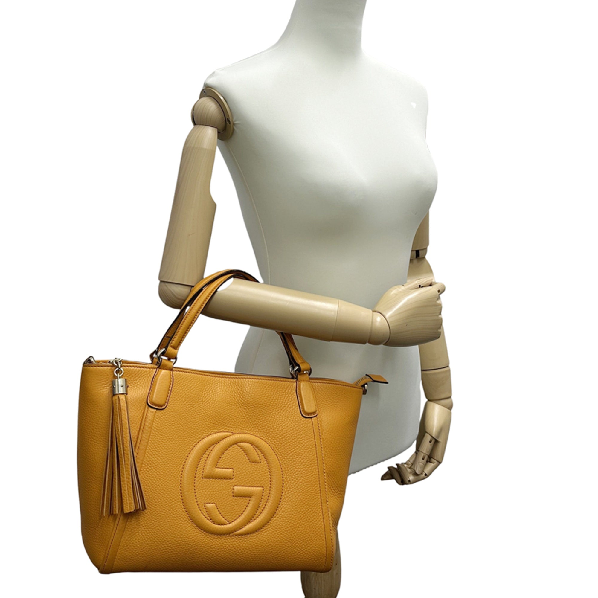 Gucci Orange Leather Handbag Shoulder Bag Tote Bag (Pre-Owned)