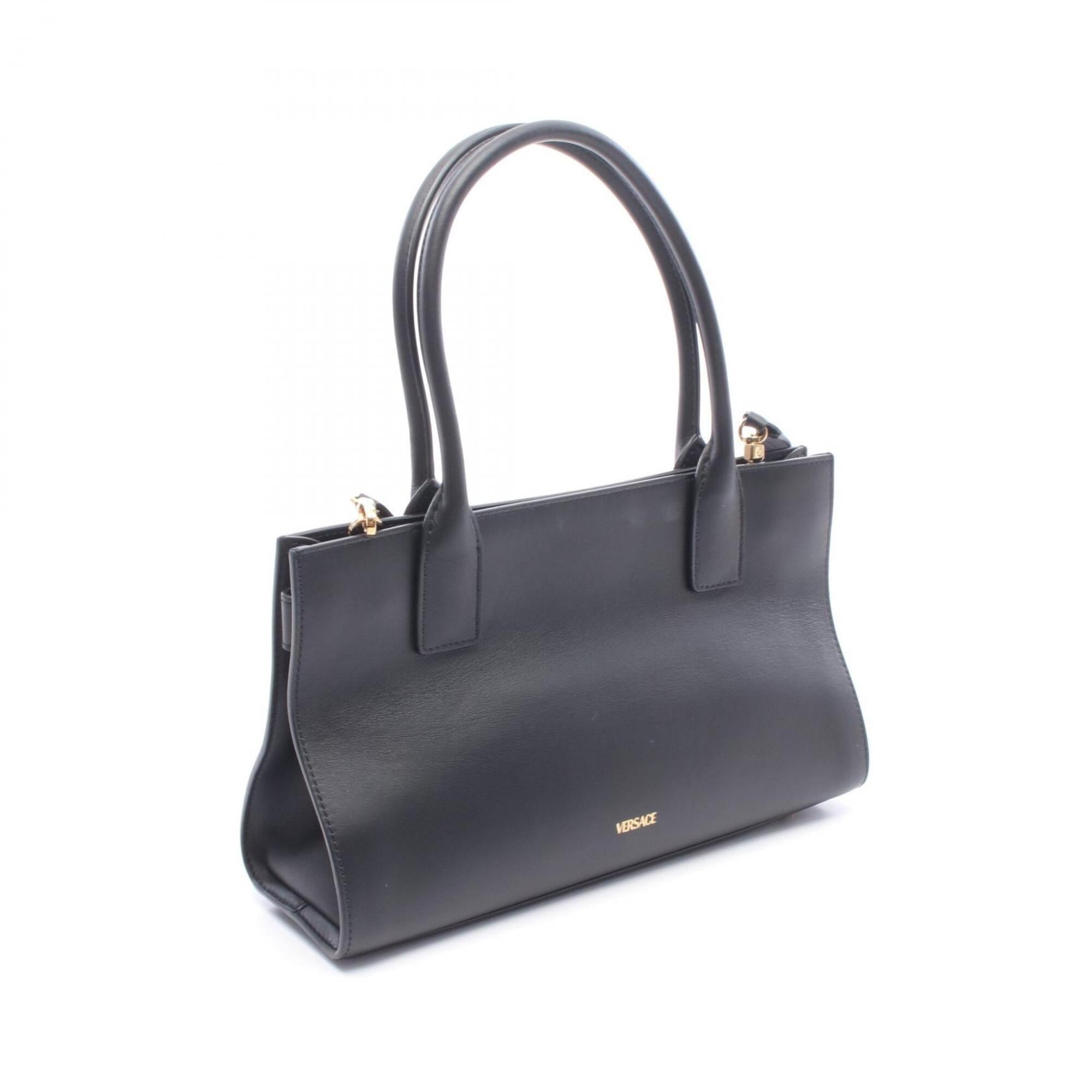 Versace Black Leather Handbag Shoulder Bag (Pre-Owned)