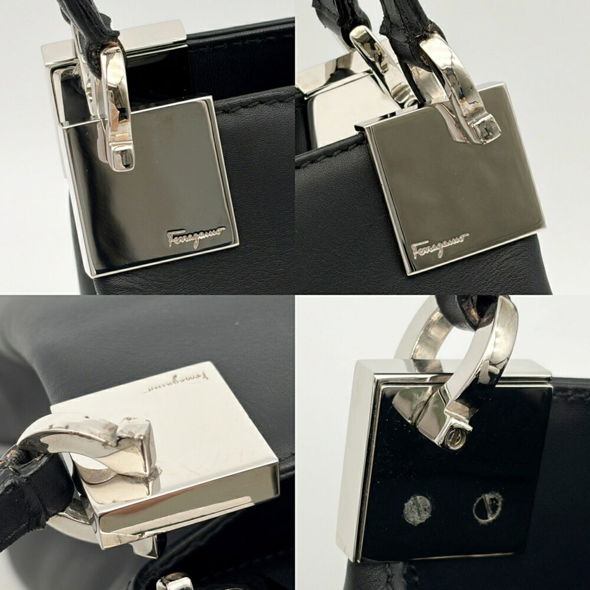 Salvatore Ferragamo Black Leather Shoulder Bag (Pre-Owned)