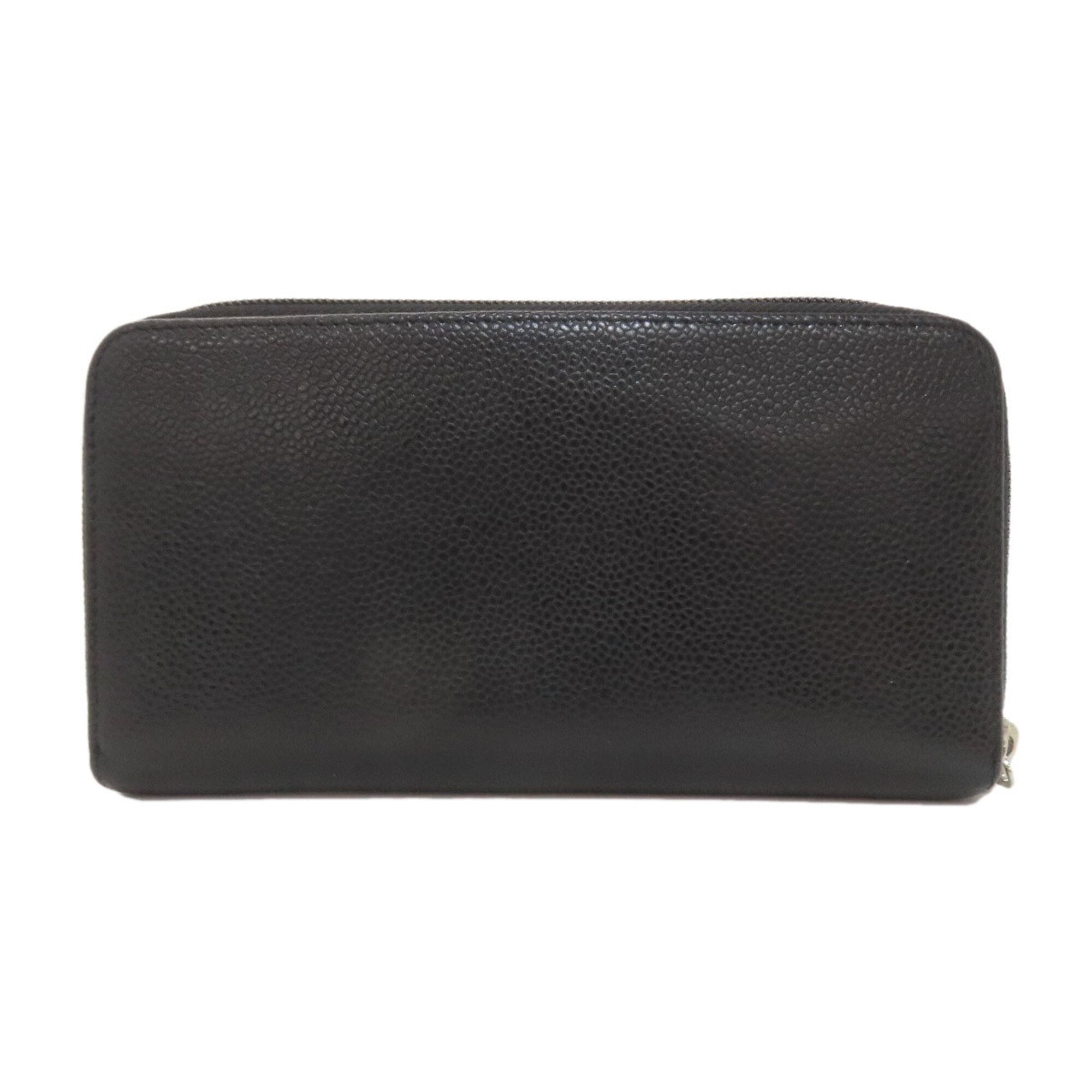 Chanel Black Leather Long Wallet (Bi-Fold) (Pre-Owned)